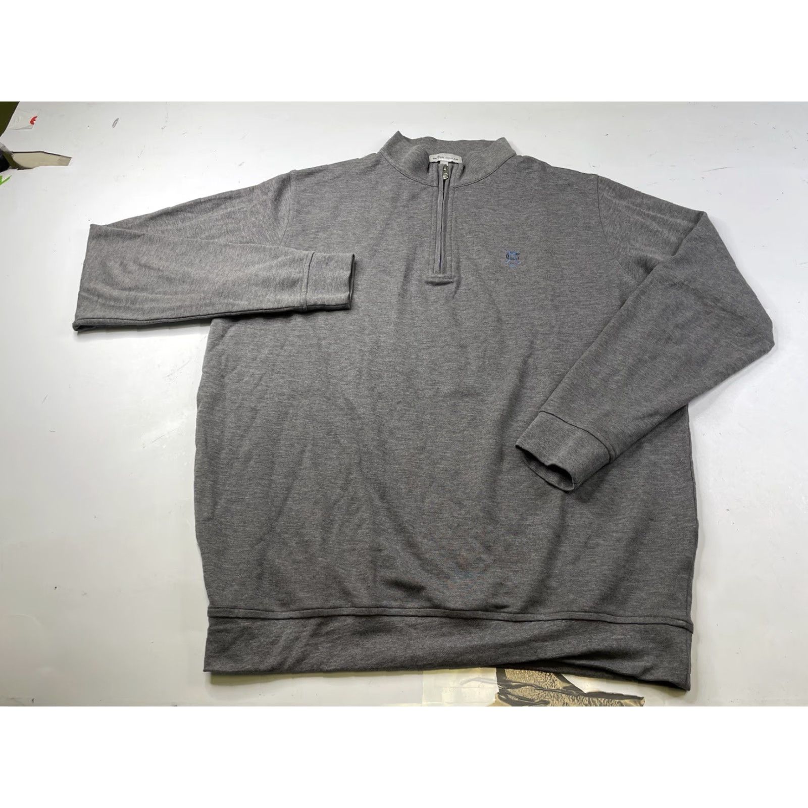 Peter Millar Peter Millar Sweater Pullover 1/4 Zip Mock Neck Long Sleeve Cotton Blend Embroidered Gray Men XL Golf Classic Men’s Size US XL / EU 56 / 4 - 2 Thumbnail