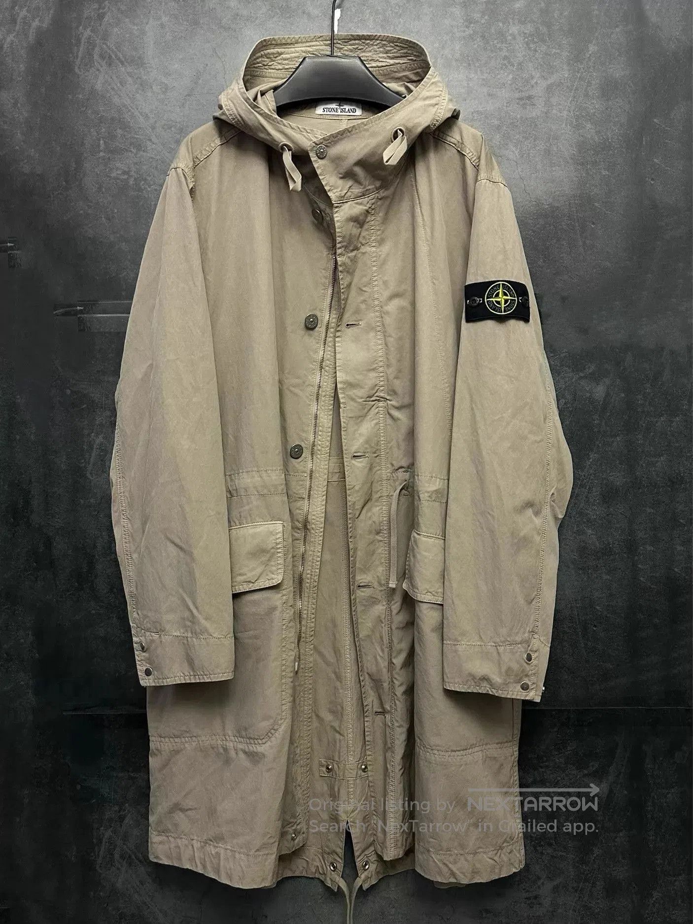 Stone Island Beige Long Hooded Parka with Pockets. Size US L / EU 52-54 / 3 - 1 Thumbnail