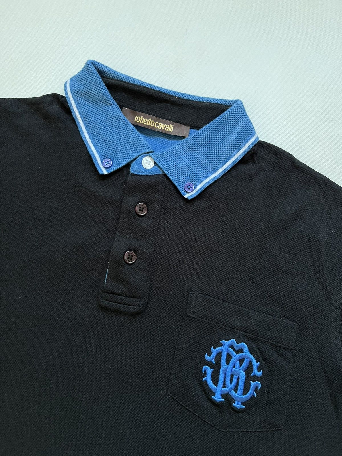 Roberto Cavalli Authentic Roberto Cavalli Contrast Collar Polo with RC Logo Size US M / EU 48-50 / 2 - 2 Thumbnail
