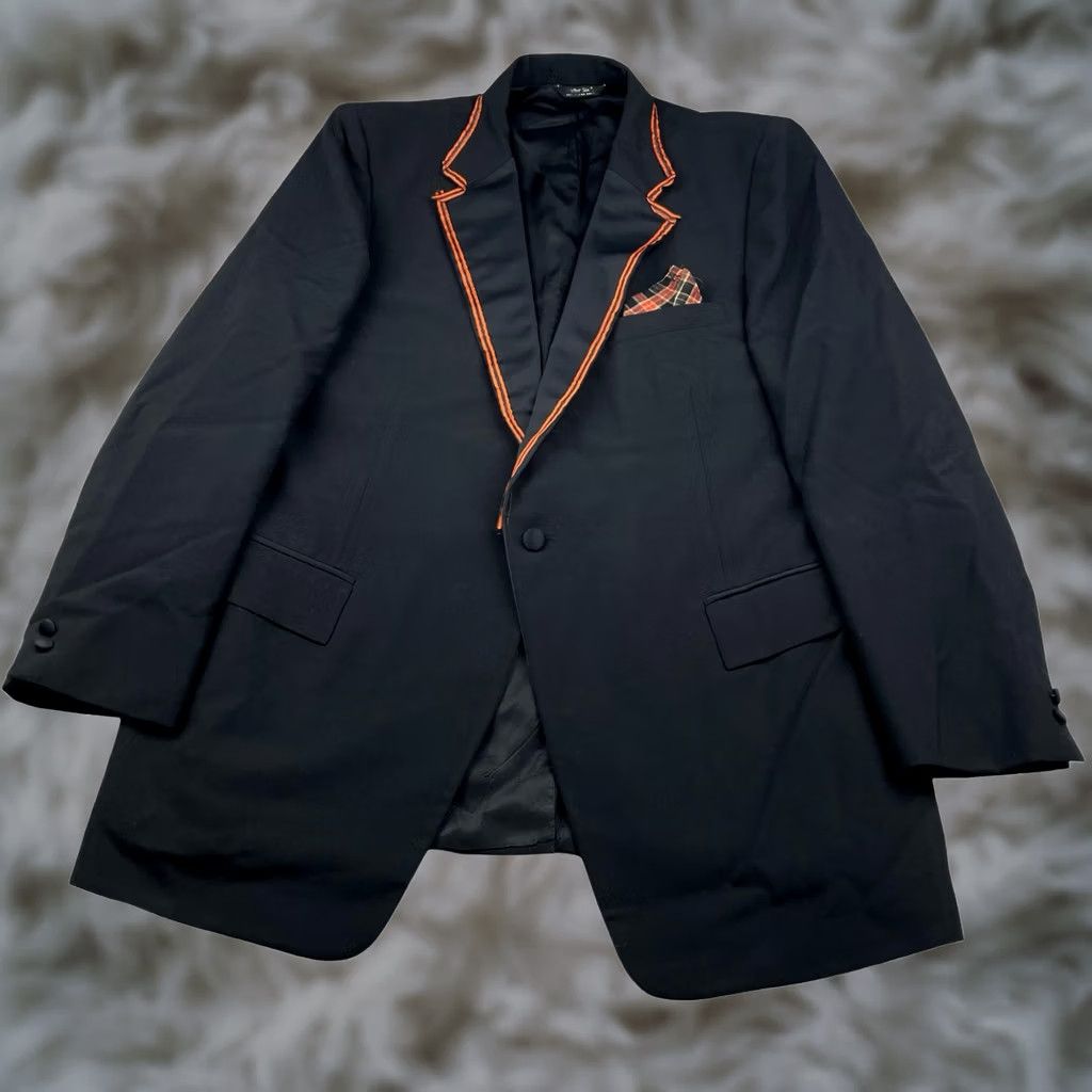 After Six VTG After Six Men's Tuxedo Jacket 44R Black Wool 1-Button Notch Lapel Single-Breasted Blazer/Coat Regular Size 44 Mens Obscure Orange Piping Size 44R - 1 Thumbnail
