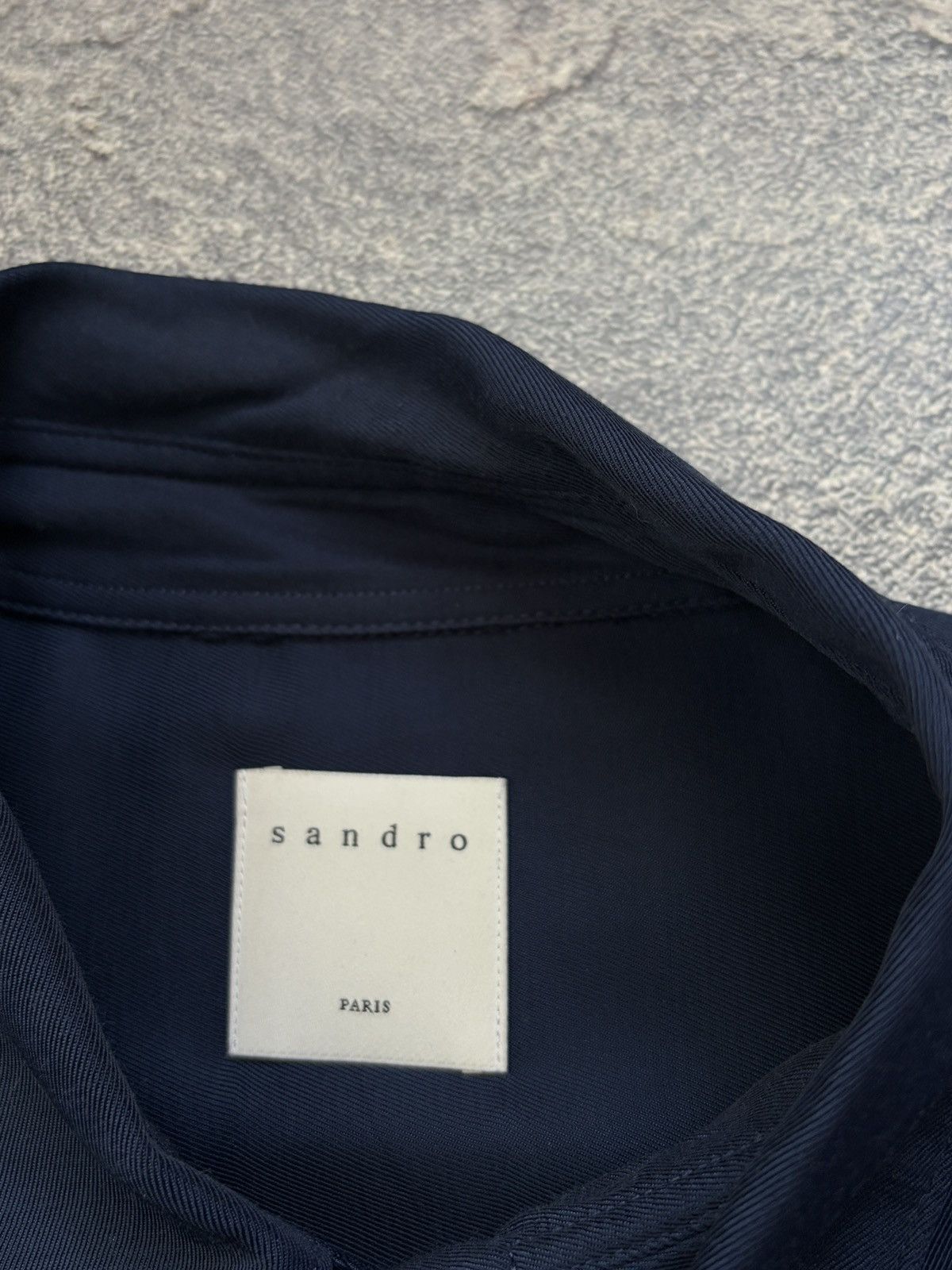 Sandro Sandro Paris Navy Blue Viscose Short Sleeve Shirt XL Size US M / EU 48-50 / 2 - 3 Thumbnail