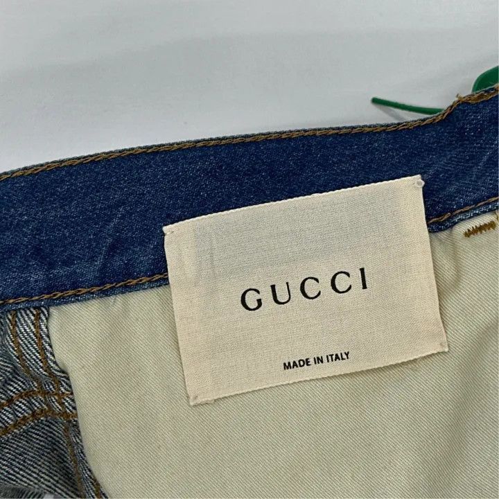 Gucci Gucci Gucci Blue Floral Snake Print Denim Pants -2506 Size US 33 - 2 Thumbnail