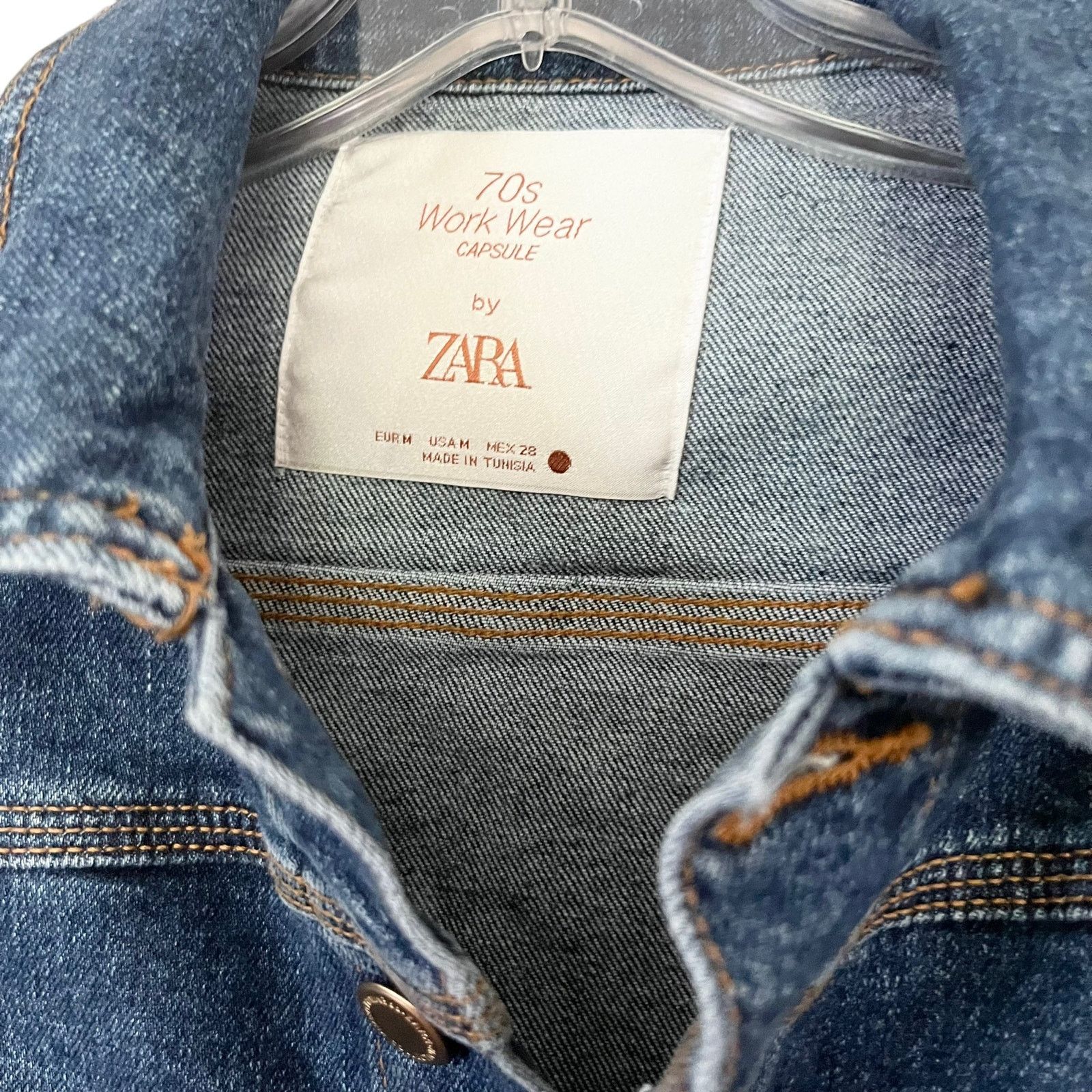 Zara Zara womens 70's Work Wear Capsule blue denim jean jacket Size M / US 6-8 / IT 42-44 - 5 Thumbnail