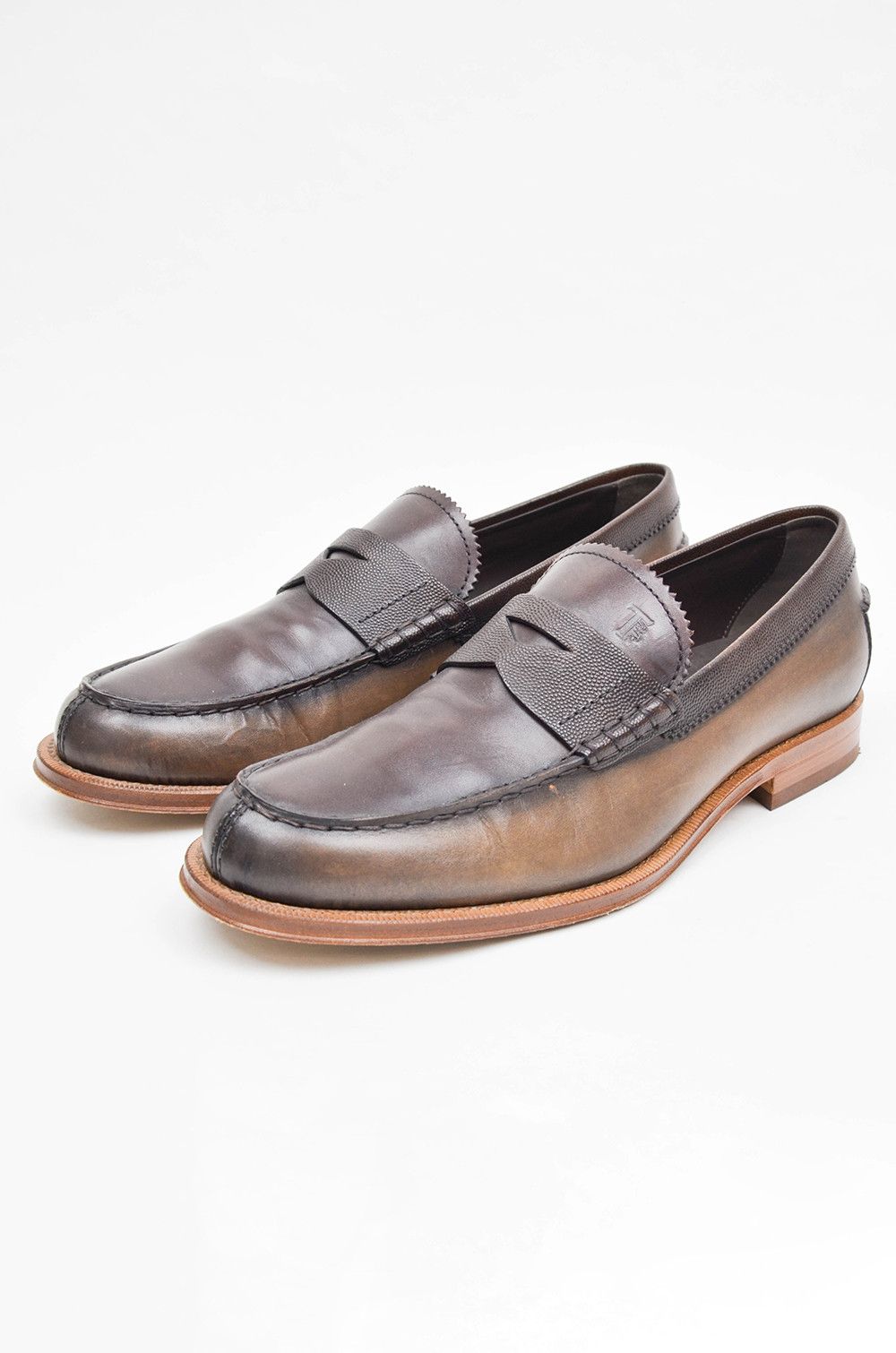 TOD'S Men's Brown Leather Penny Loafers – Size