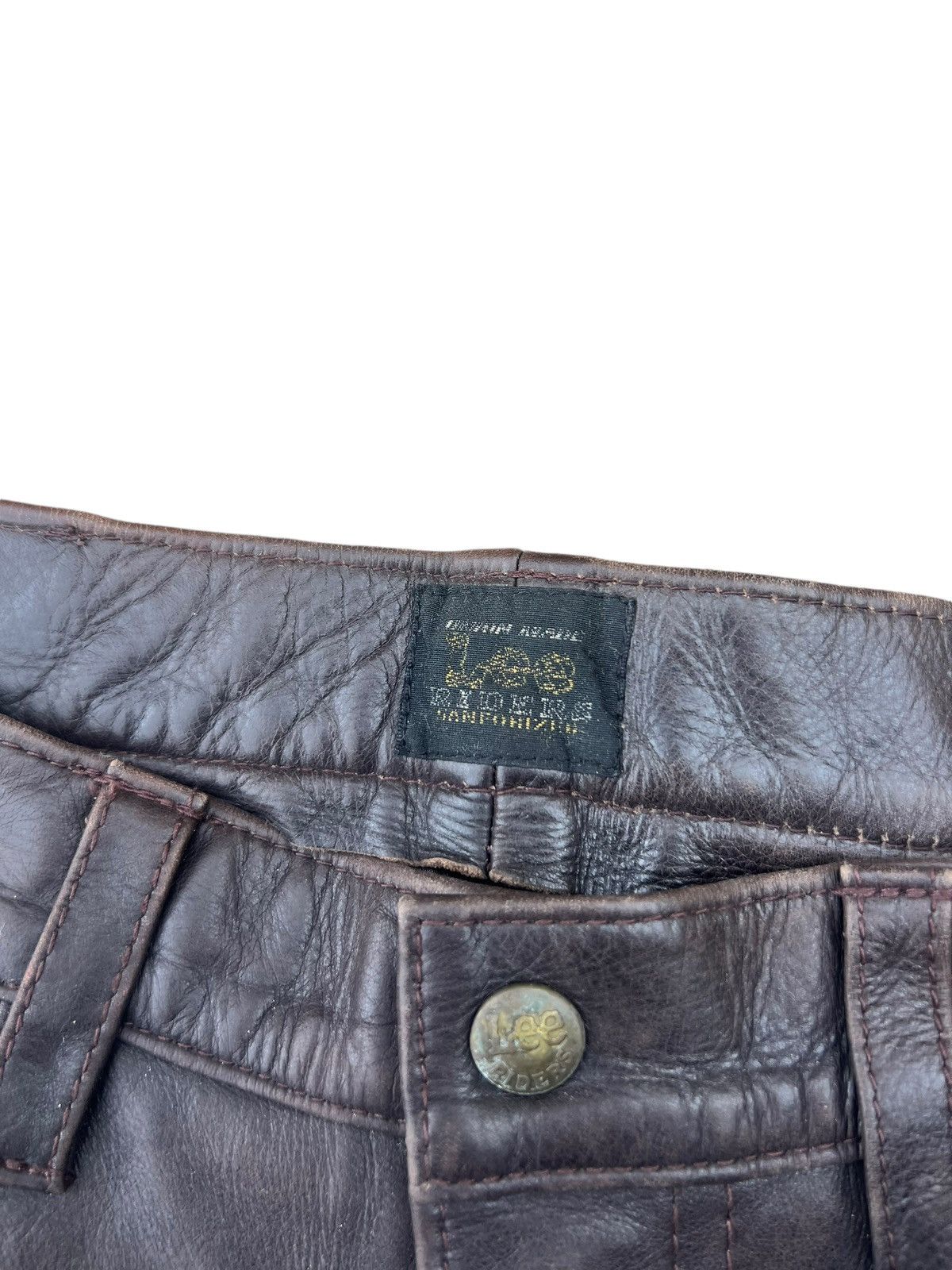 Genuine Leather Vintage Union Made Lee Riders Patina Cowhide Leather Jeans Size US 30 / EU 46 - 7 Thumbnail