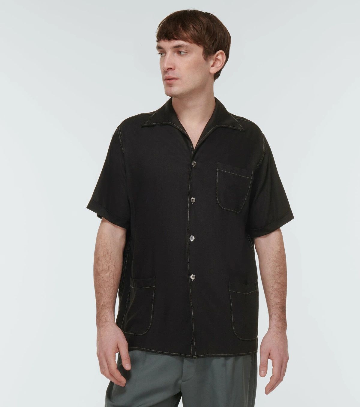 Maison Margiela o1w1db11225 Short-sleeve Tweed Shirt in Black Size US S / EU 44-46 / 1 - 3 Thumbnail