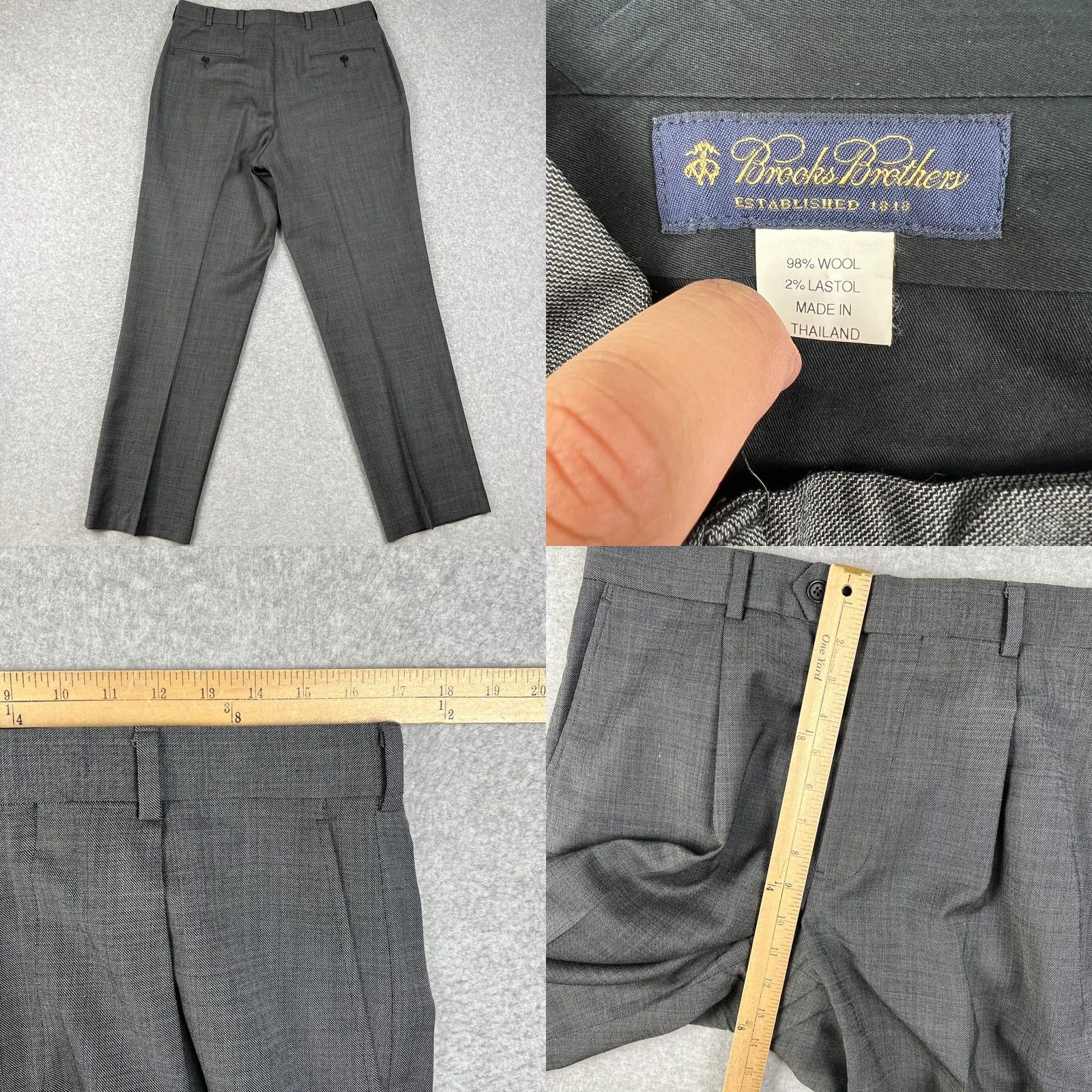 Brooks Brothers Brooks Brothers Wool Suit Coat Blazer Pants Set 44R Mens 34x30 Grey Pleated 2 Piece Classic Wool Suit Mens Gray Formal Size 44R - 9 Thumbnail