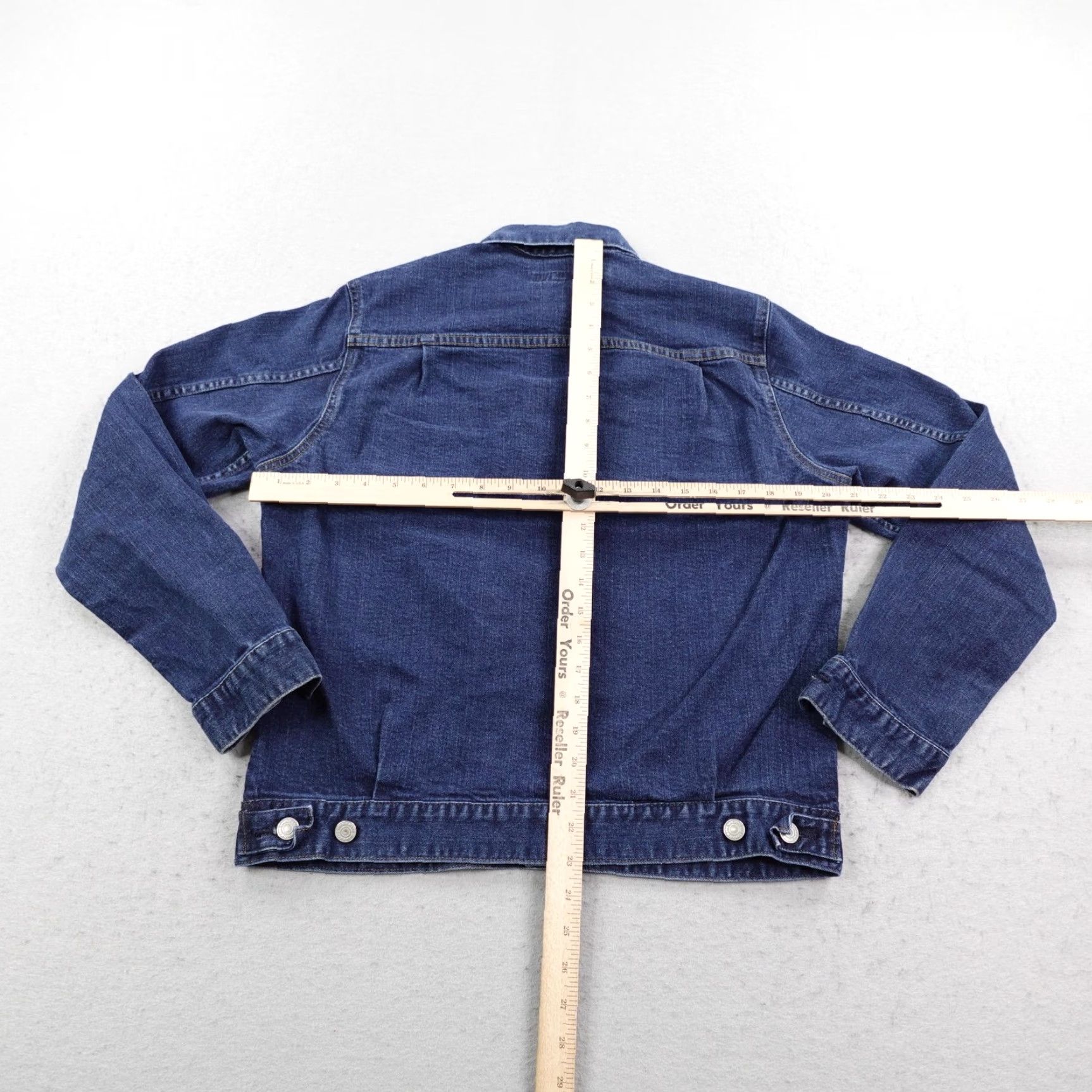 Uniqlo Uniqlo Jacket Mens Small Blue Denim Trucker Button Up Flex Dark Casual Workwear Mens Size US 29 - 7 Thumbnail