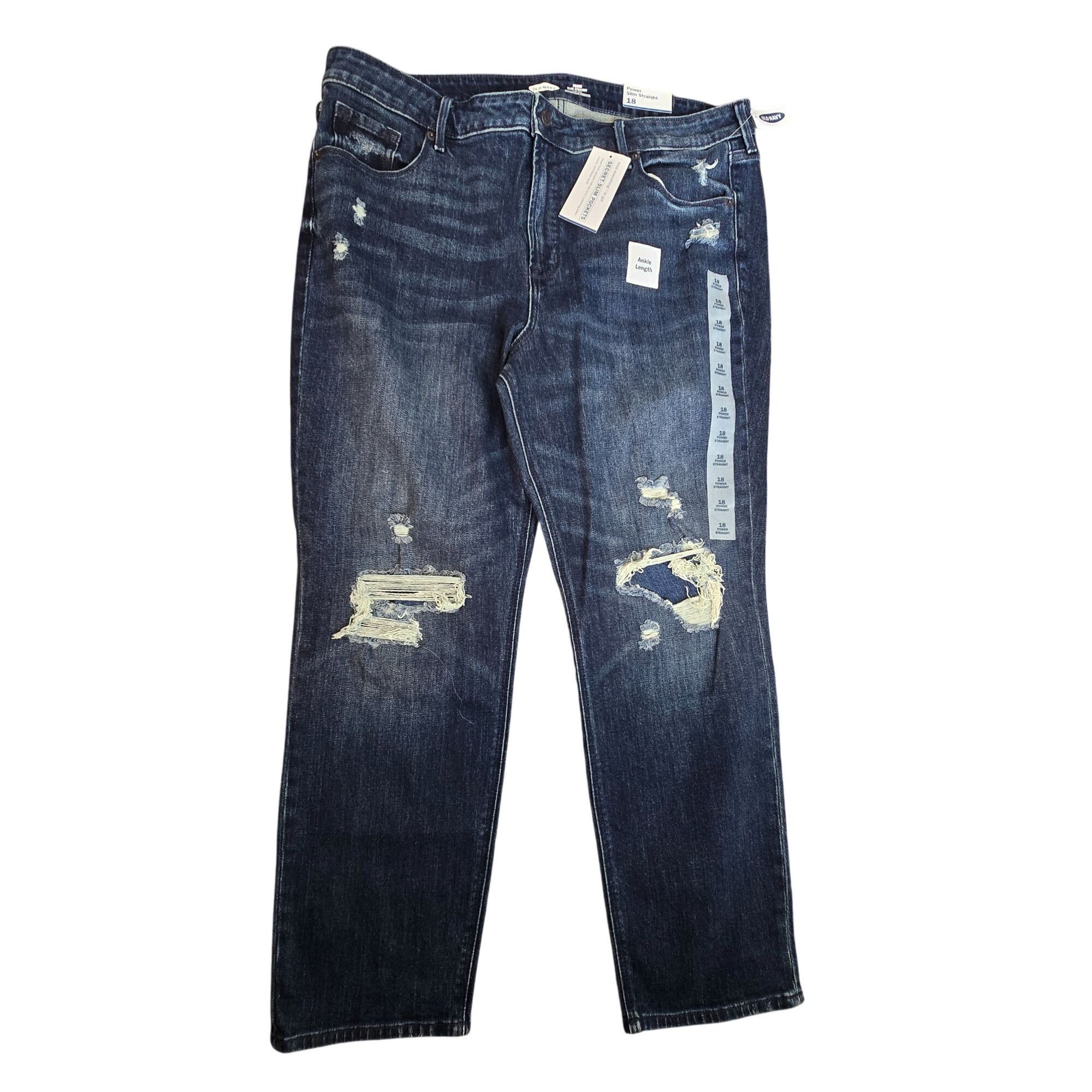 Old Navy Old Navy Jeans Size 18 Distressed Power Slim Straight High R Size 40" / US 18 - 2 Thumbnail