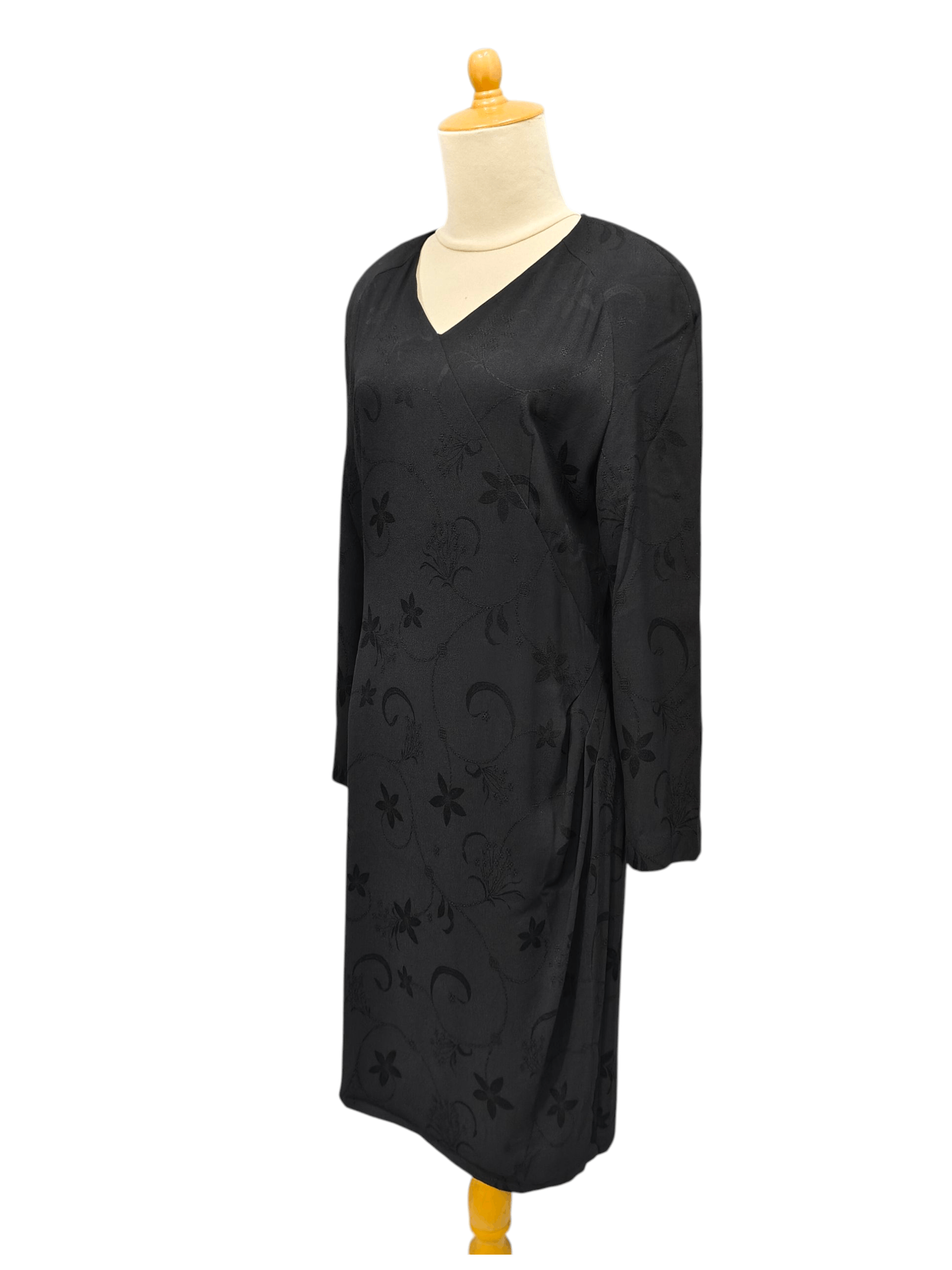 Givenchy 90s Givenchy Boutiques- Minimal Floral Jacquard Wrap Dress Size M / US 6-8 / IT 42-44 - 3 Thumbnail