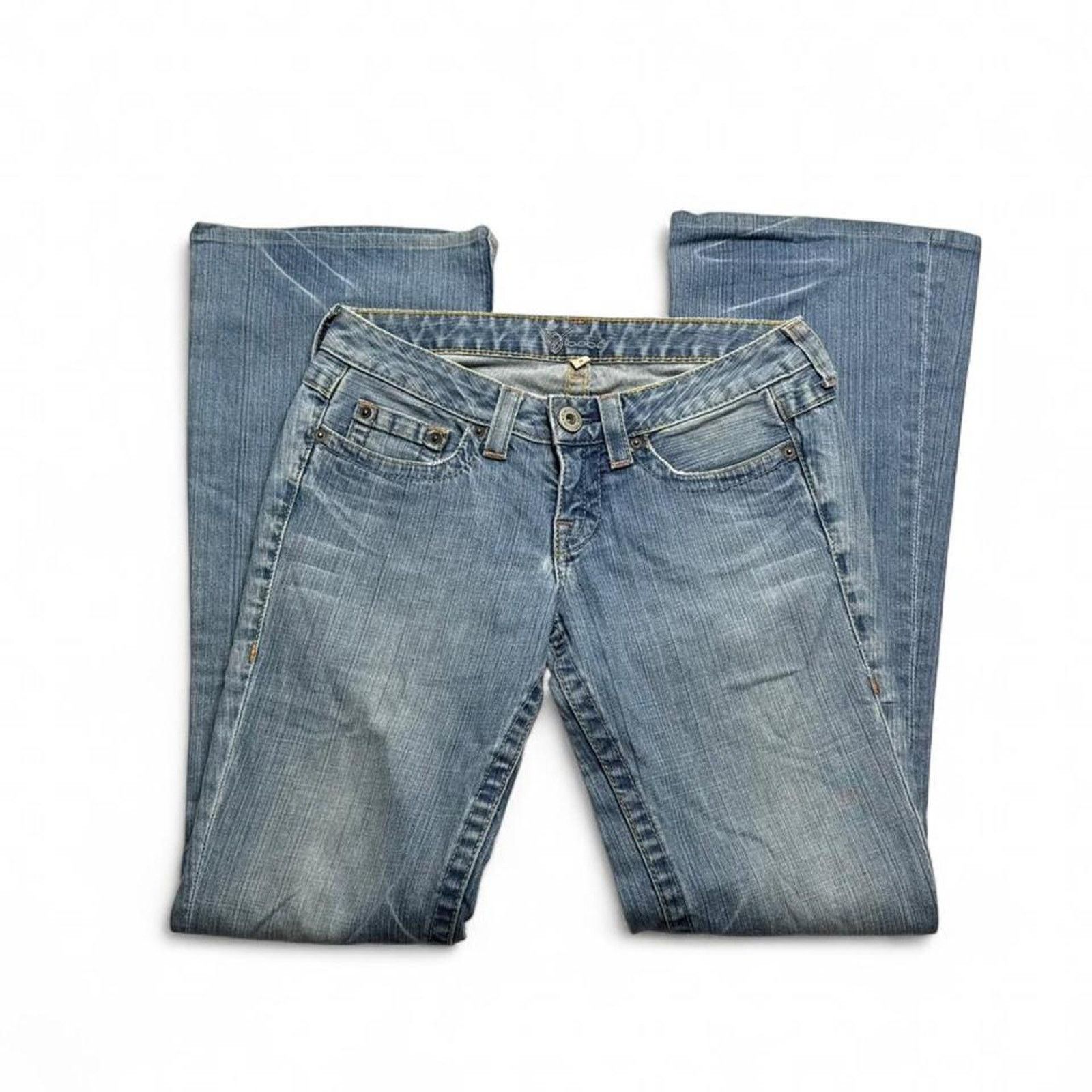 Bebe Bebe 2000s Low rise flare jeans blue wash Mcbling size 28 Size 28" / US 6 / IT 42 - 4 Thumbnail