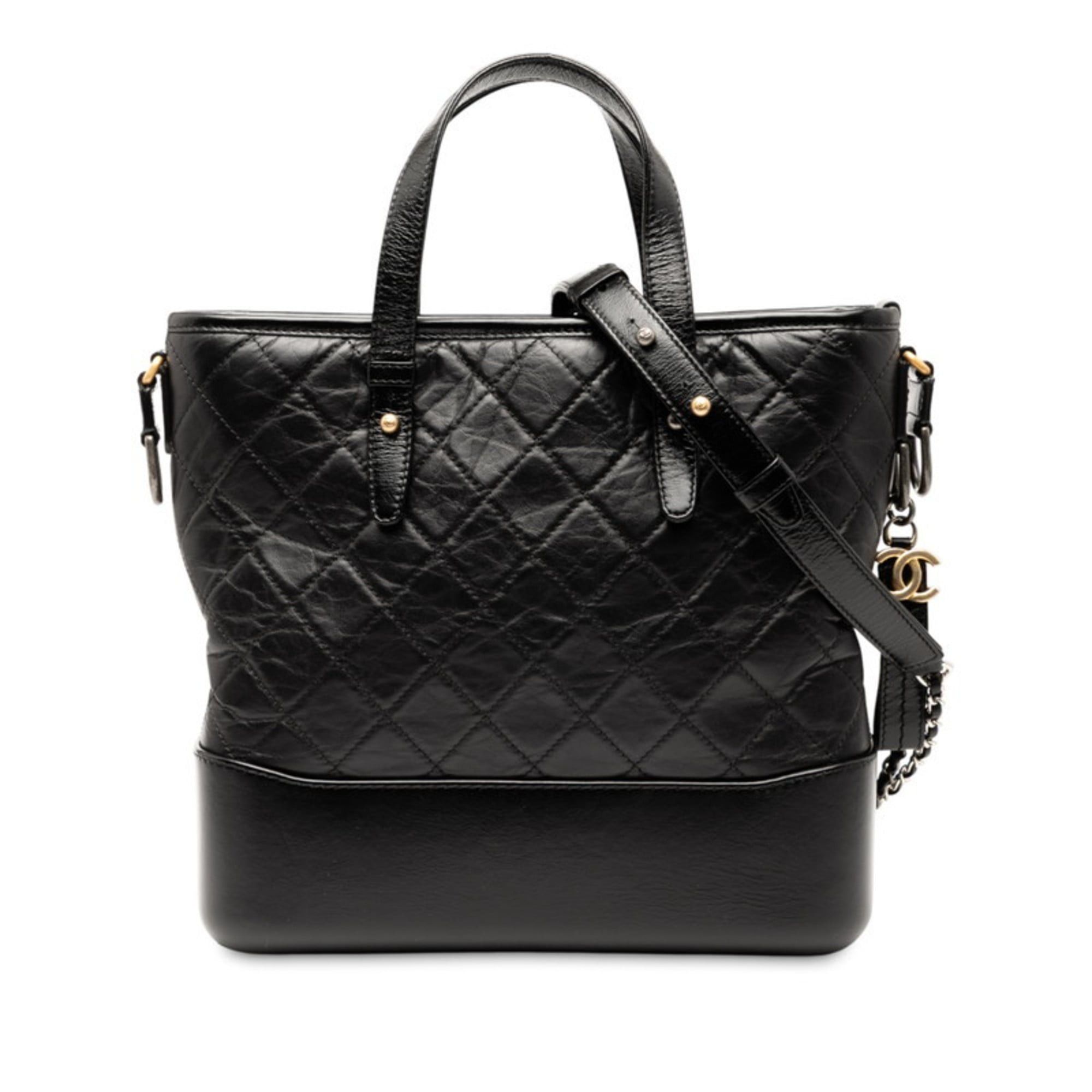 CHANEL Gabrielle de Chanel Tote Bag/Shoulder Bag 2-Way Black Lambskin Women's
