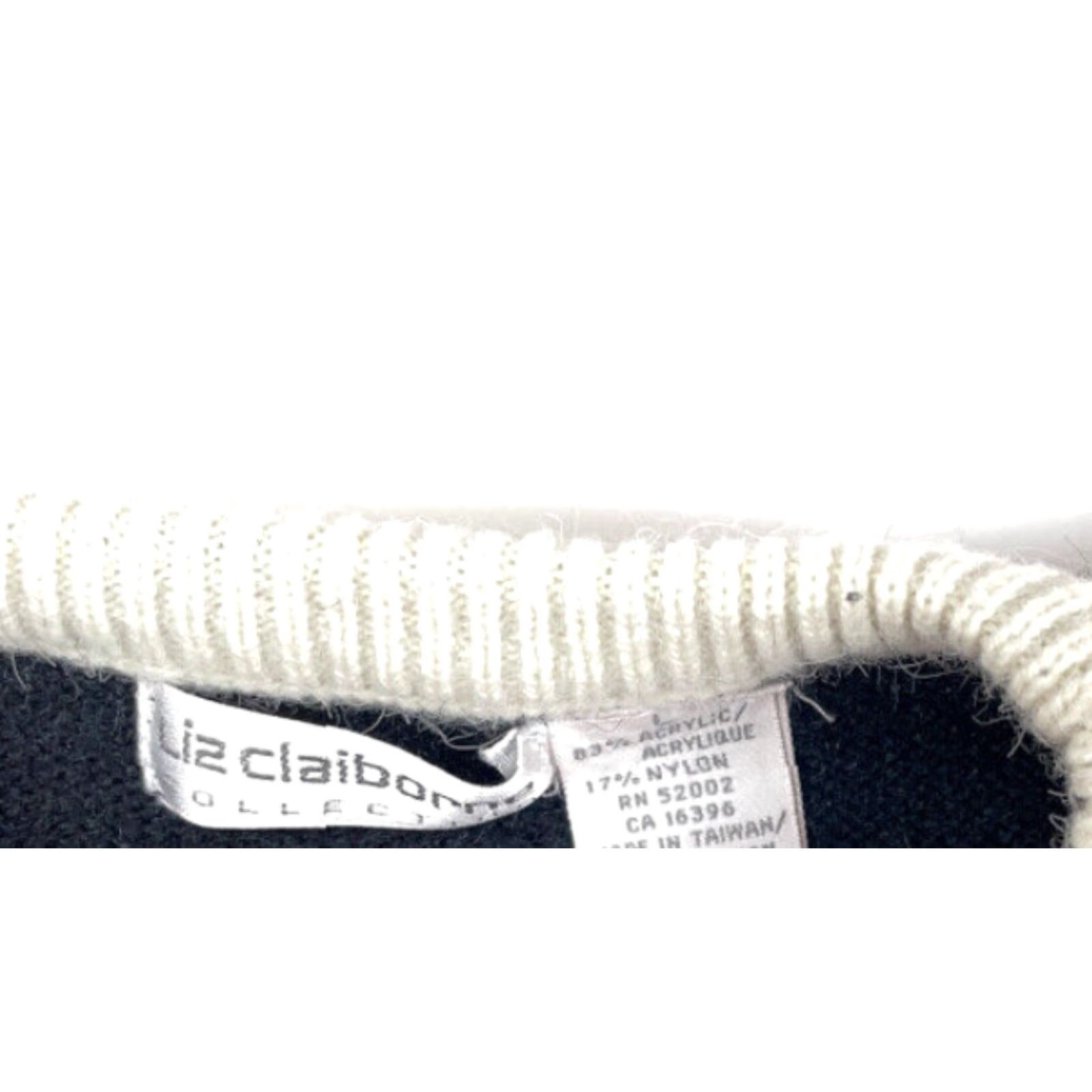 Liz Claiborne VTG 90s Geometric Abstract Sweater Women Large Black Ivory Liz Claiborne Pullover Knit Crew Neck Long Sleeve High Fashion Retro Hipster Size L / US 10 / IT 46 - 5 Thumbnail