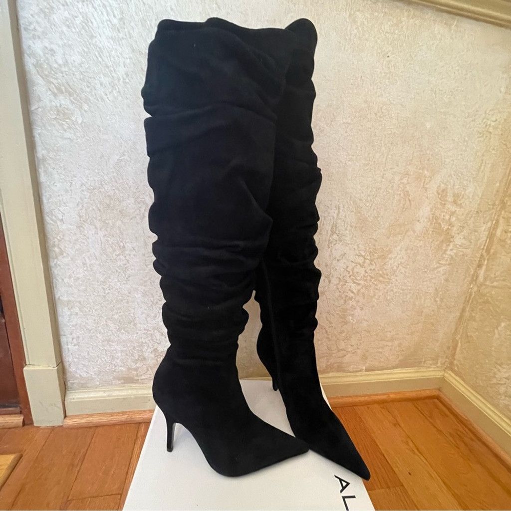 Aldo ALDO Yolando Black Suede over the knee high heels boots 37 Size US 8 / IT 38 - 3 Thumbnail