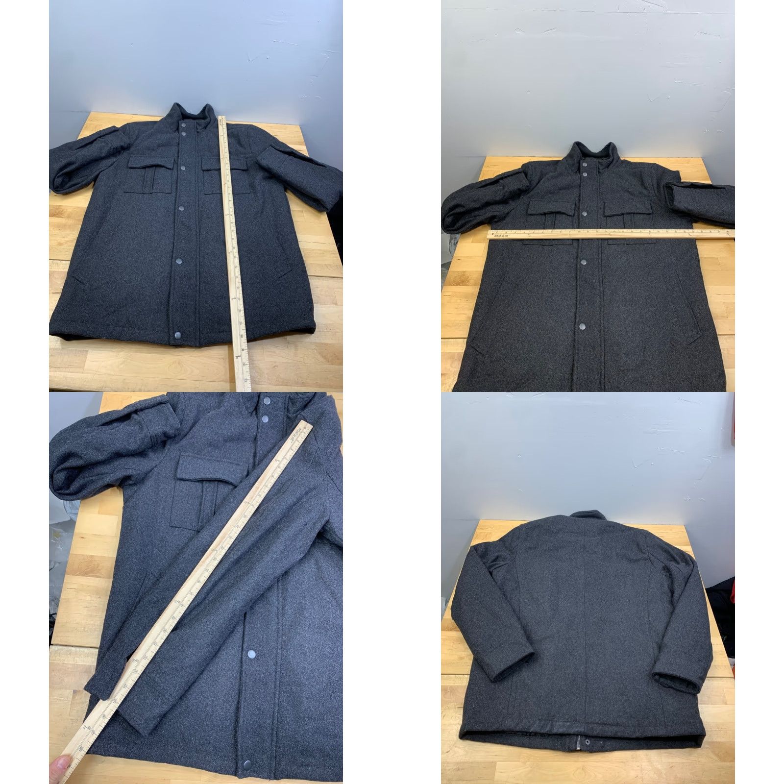 Apt. 9 Apt 9 Jacket Mens M Wool Blend Zip Button Pockets Lined Casual Dark Gray/Gray Winter Fall Spring Regular Tested Size US M / EU 48-50 / 2 - 8 Thumbnail