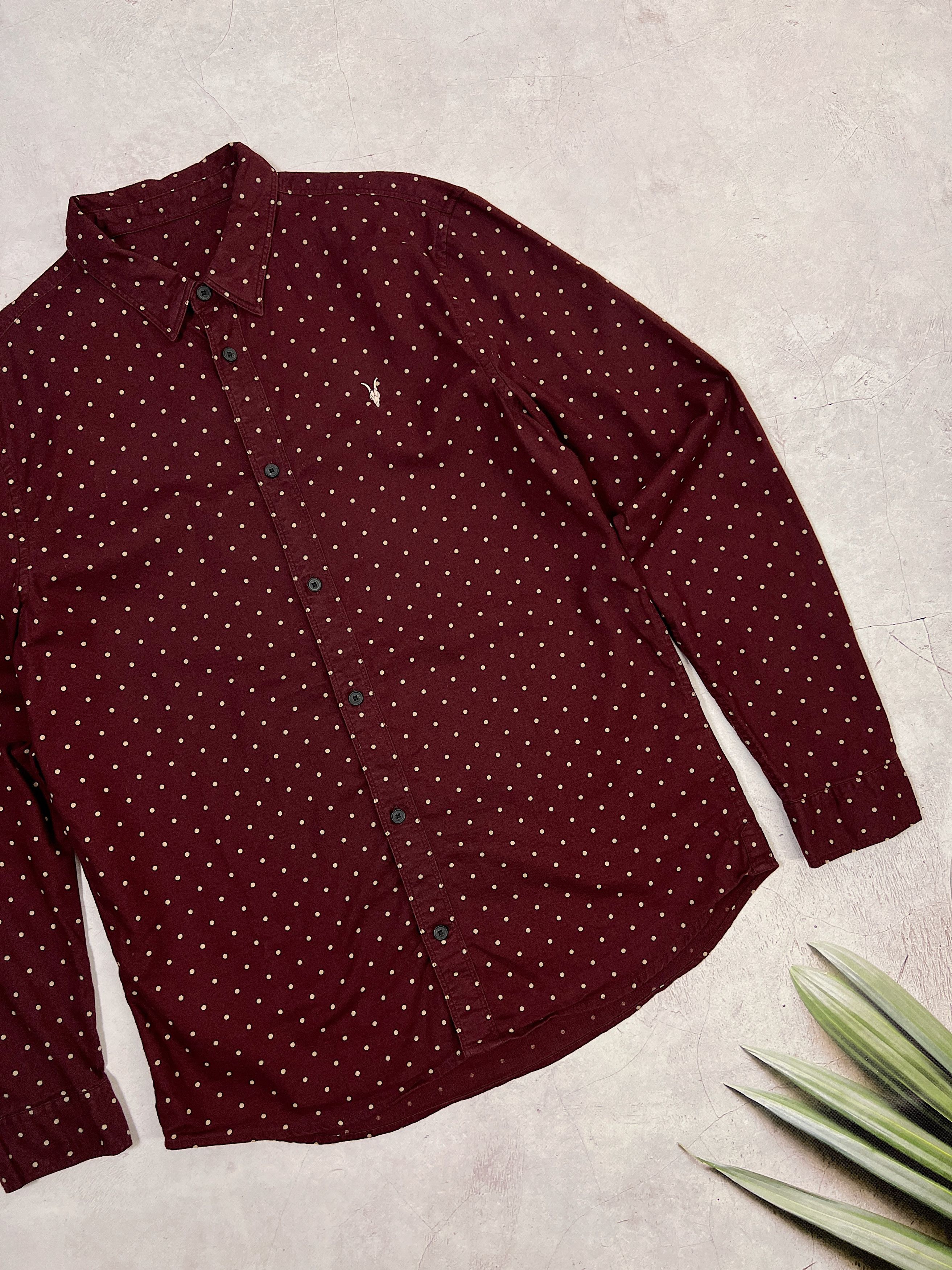 Allsaints Allsaints Bethel Shirt LS Burgundy & White Polka Dot Size US M / EU 48-50 / 2 - 4 Thumbnail