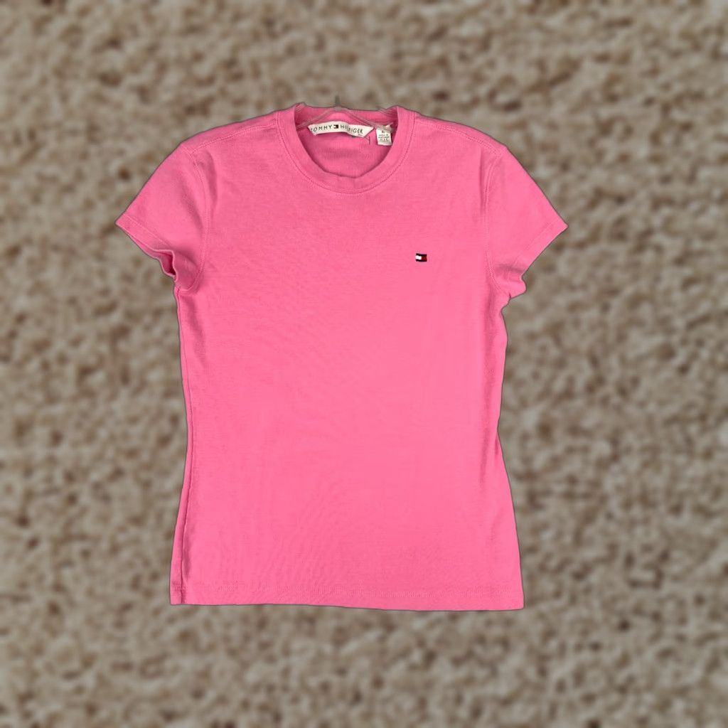 Tommy Hilfiger Tommy Hilfiger Shirt Teens M Pink Cotton Short Sleeve Crew Neck Logo Size M / US 6-8 / IT 42-44 - 1 Thumbnail