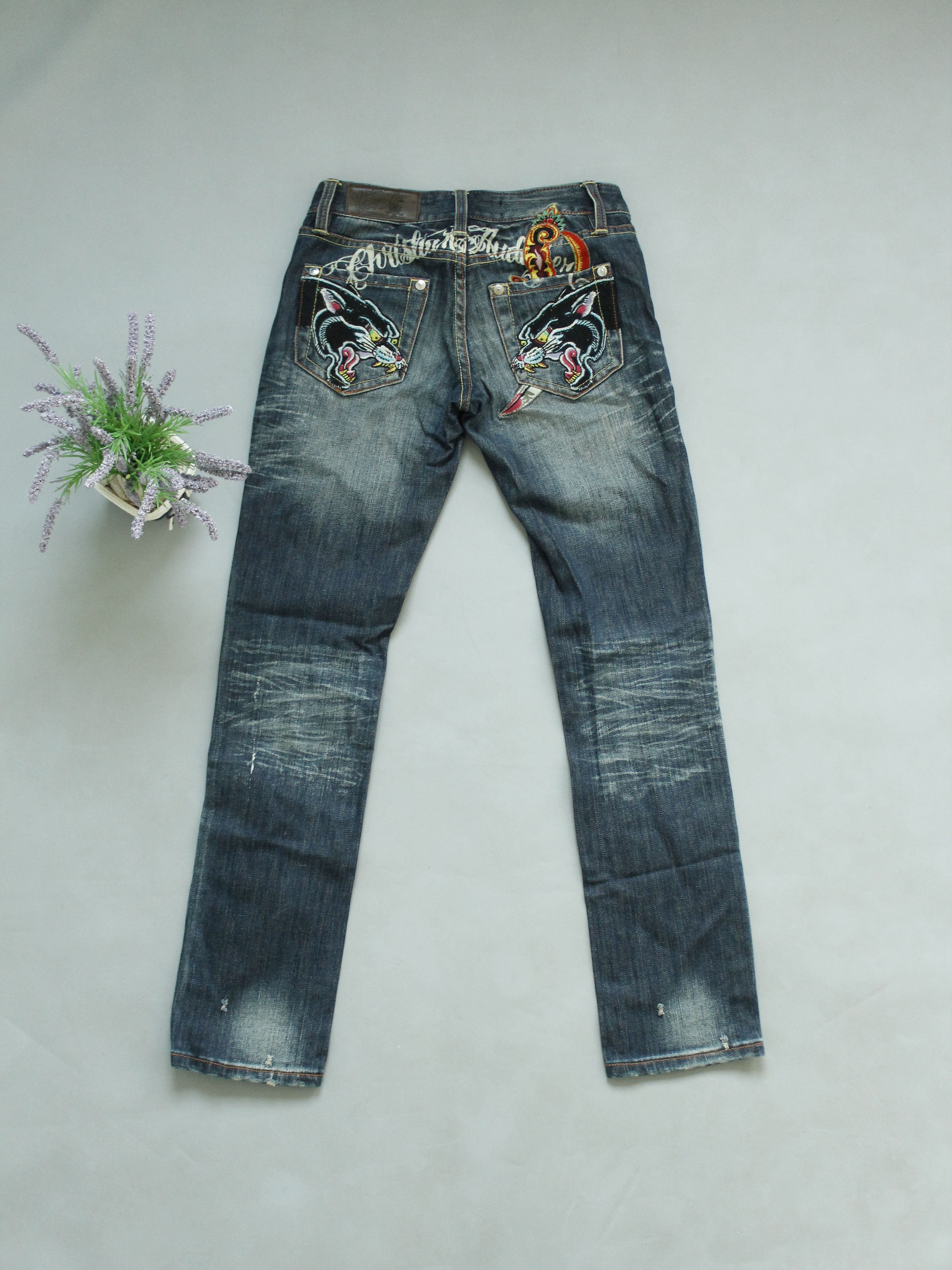 Christian Audigier × Ed Hardy CHRISTIAN AUDIGIER 🐅 26/33 WOMENS JEANS TIGERS EMBROIDERY Size 26" / US 2 / IT 38 - 2 Thumbnail