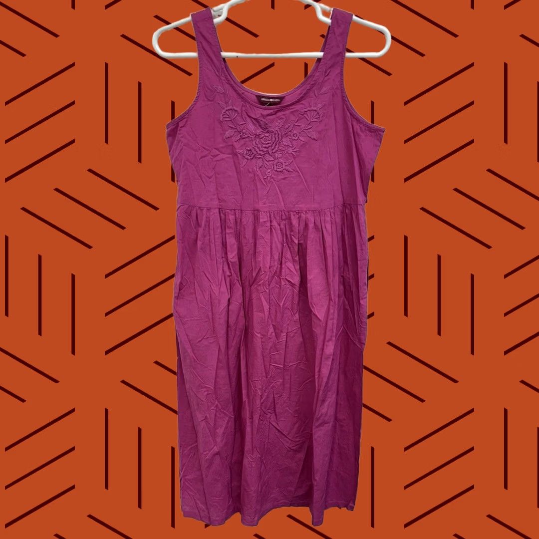 Vintage April Cornell Sundress Cotton Tank Magenta Pink Embroidered Women’s Medium Size M / US 6-8 / IT 42-44 - 1 Thumbnail