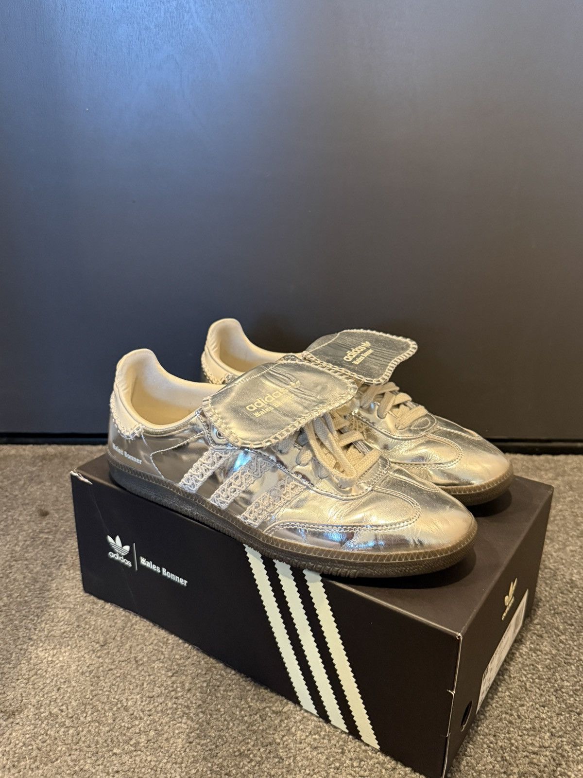 adidas gazelle silver green womens WB MN Samba Metallic Metallic Silver/Brown Croc / US 9