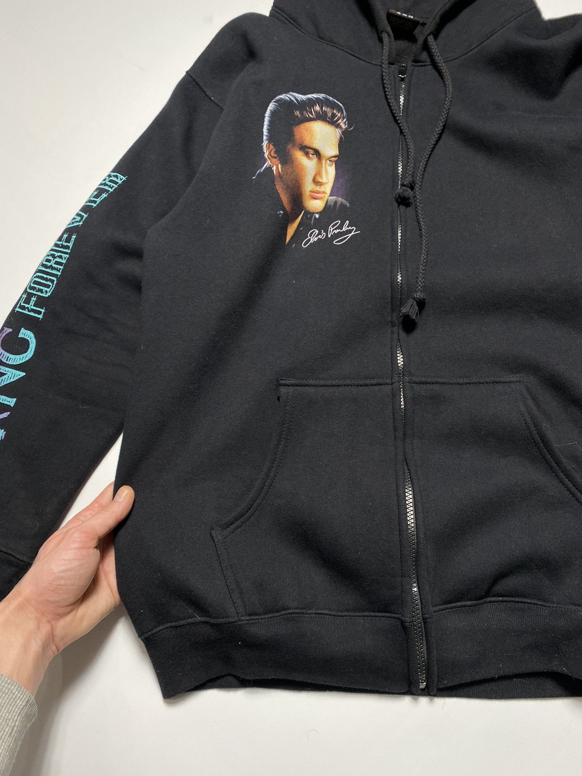 Band Tees × Vintage Vintage 90s Elvis Presley King Forever oversized hoodie Size US XL / EU 56 / 4 - 12 Thumbnail