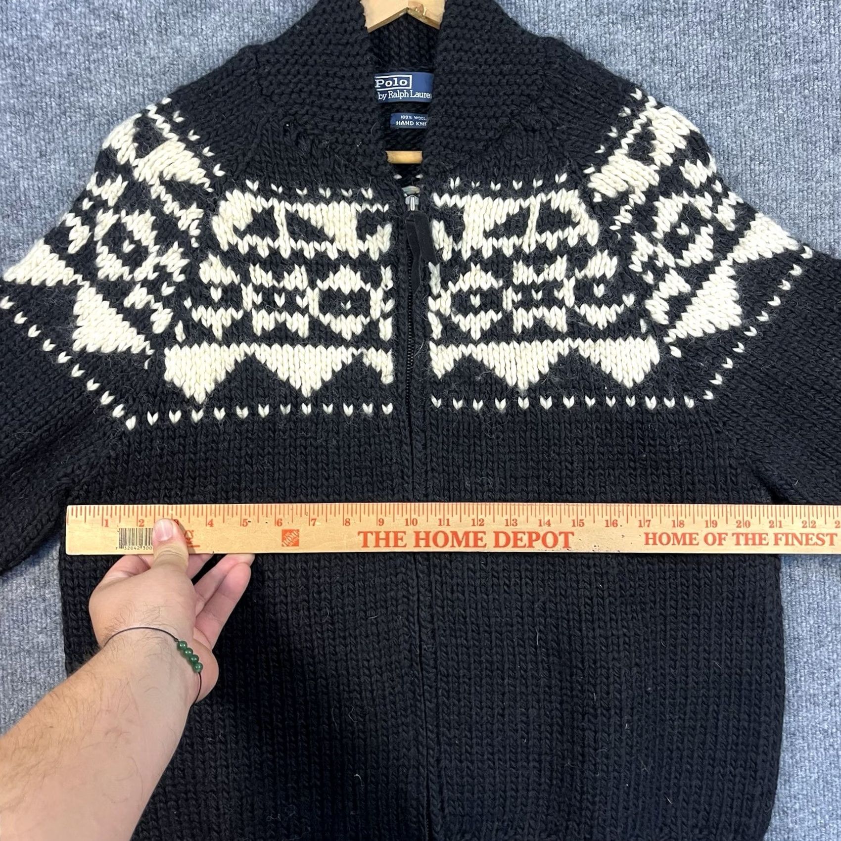 Polo Ralph Lauren VINTAGE Polo Ralph Lauren Sweater Mens XL Black Fair Isle Wool Hand Knit Full Zip Size US XL / EU 56 / 4 - 2 Thumbnail