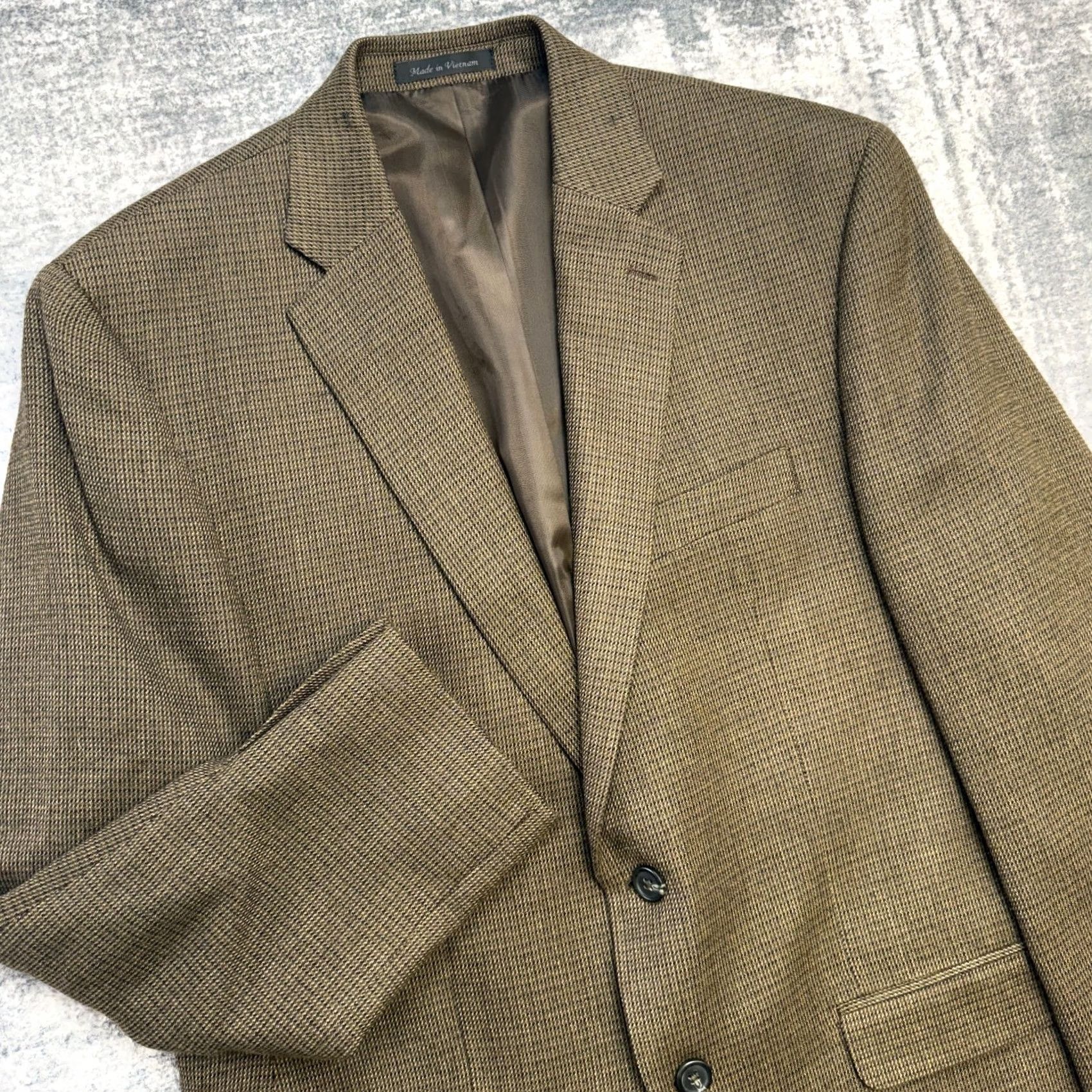 Chaps Chaps Blazer Jacket Mens 42R Brown Wool Hopsack Single-Breasted 2-Button Notch Lapel Wool | Blazer, Mens, 42, Brown, Wool, Chaps Size 42R - 2 Thumbnail