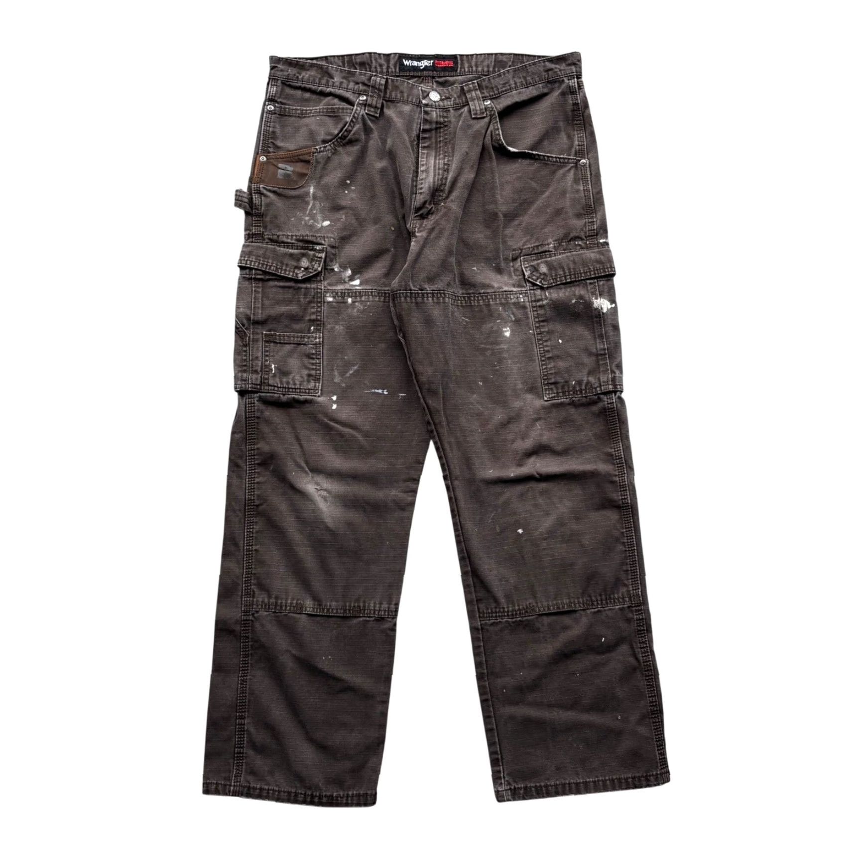 Wrangler VINTAGE Wrangler Cargo Carpenter Pants Mens Brown Relaxed Fit Workwear Paint Splatter (if vintage applies) Size US 36 / EU 52 - 2 Thumbnail