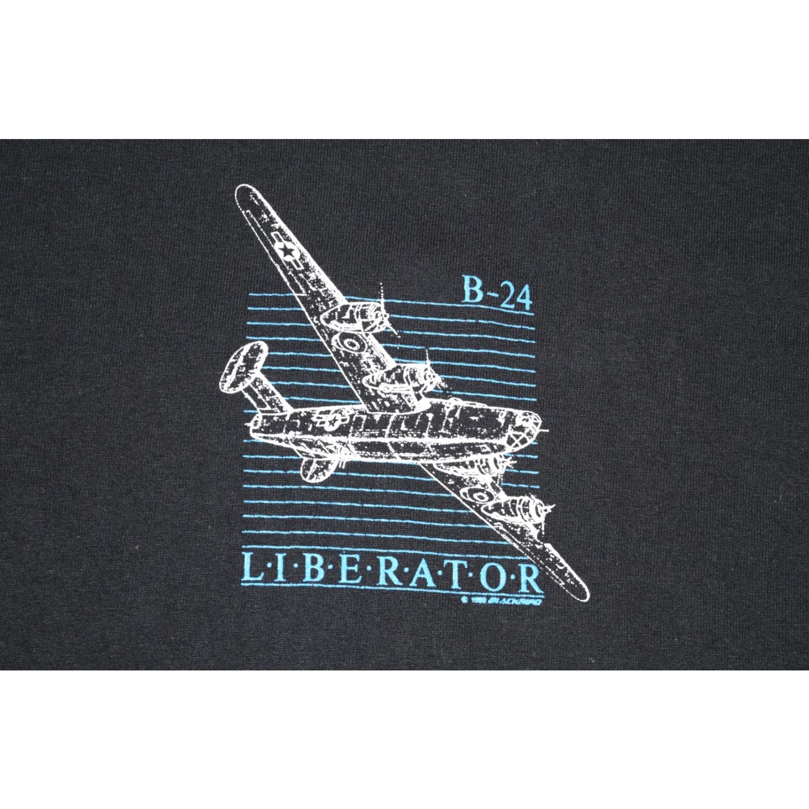 Gildan VINTAGE 90s B-24 Liberator US Military T-Shirt Men 2XL Black Cotton Bomber Flight Character Size US XXL / EU 58 / 5 - 2 Thumbnail