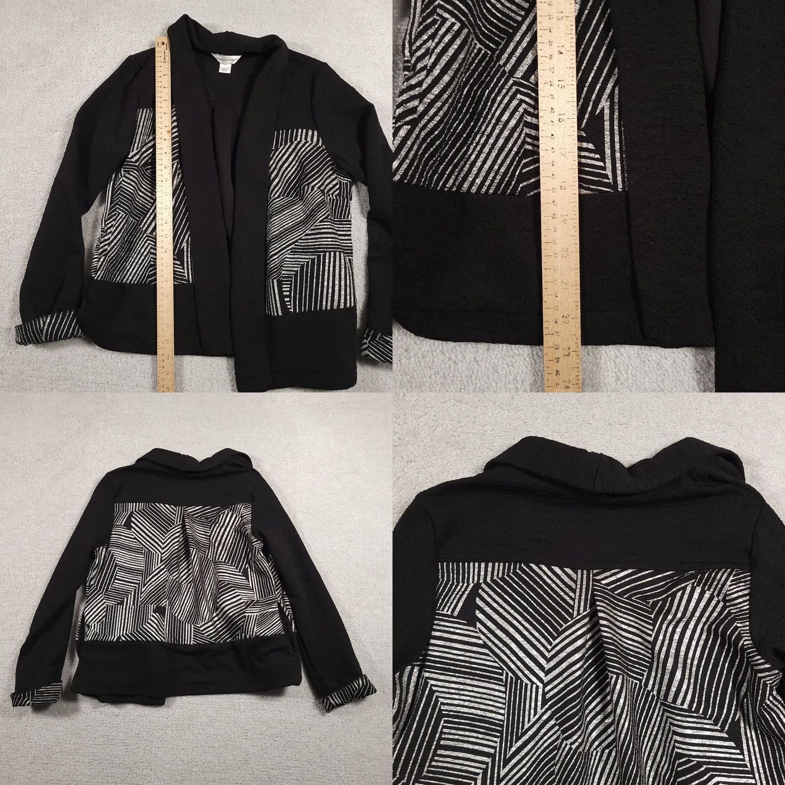 Vintage Christopher & Banks Open Front Blazer Jacket Women's Medium Black Silver Heavy Size M / US 6-8 / IT 42-44 - 8 Thumbnail