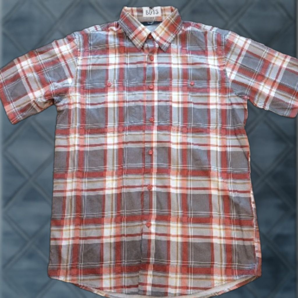 Wrangler Wrangler Shirt Mens Small Orange Gray Plaid Short Sleeve Button Up Size US S / EU 44-46 / 1 - 1 Thumbnail