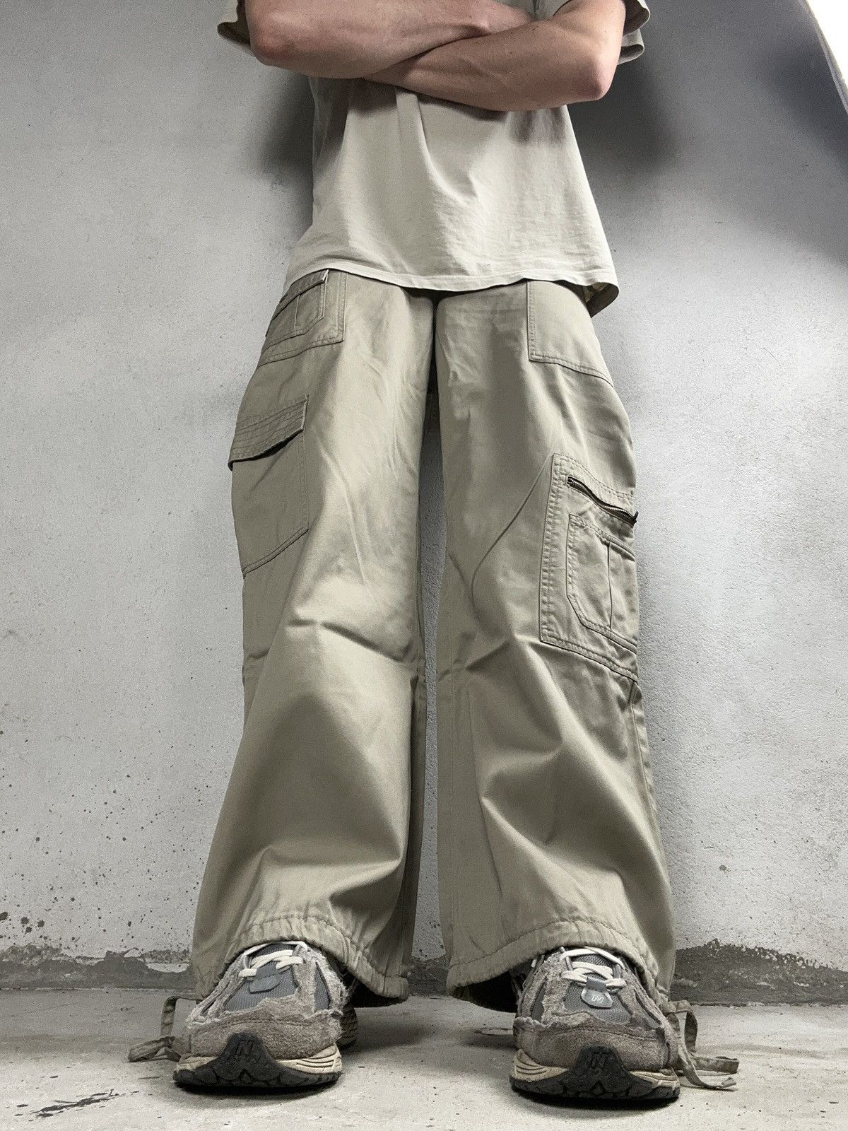 Vintage Y2K Baggy Flared Cargo Pants Multipocket Wide Legs