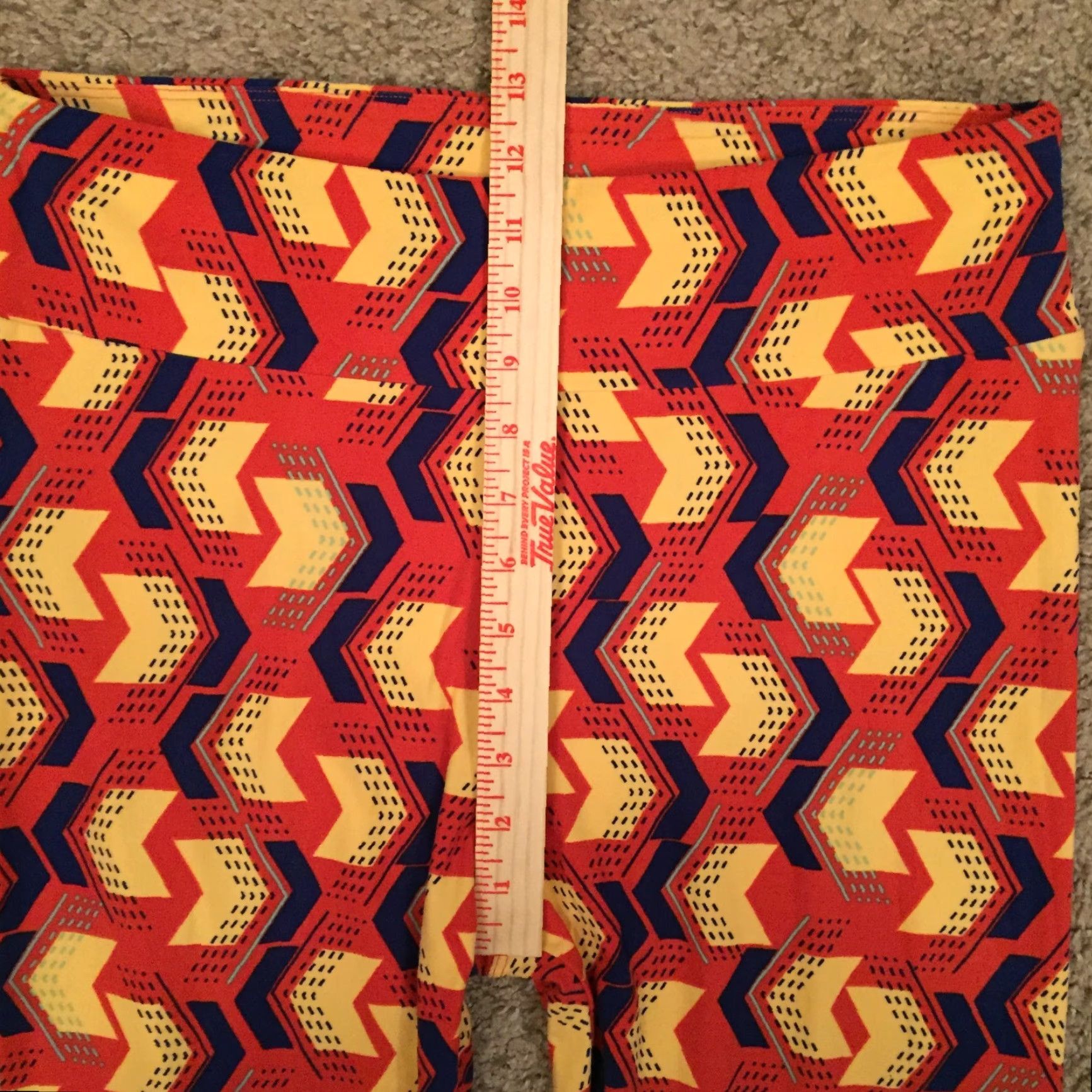 Vintage LuLaRoe Tall & Curvy Leggings Orange Chevron Jogger Elastic Waist Women 32 Inseam 27 High Rise Casual Size 24" / US 00 / IT 34 - 3 Thumbnail