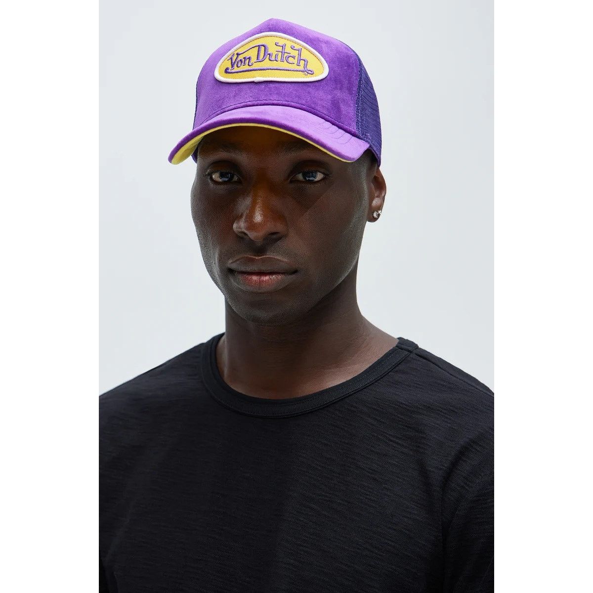 Von Dutch Von Dutch Trucker Hat Purple & Yellow Velvet Snapback Cap Size ONE SIZE - 7 Thumbnail