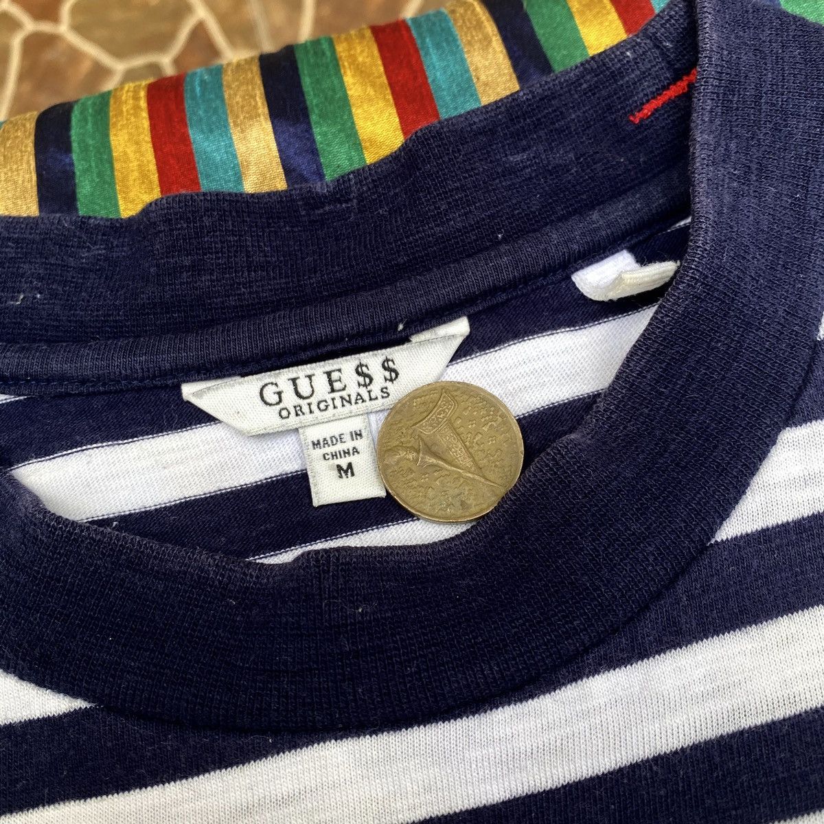 Other GUESS JEANS 'U.S.A' ASAP ROCKY Embroidered Striped Tee NAVY Size US M / EU 48-50 / 2 - 5 Thumbnail