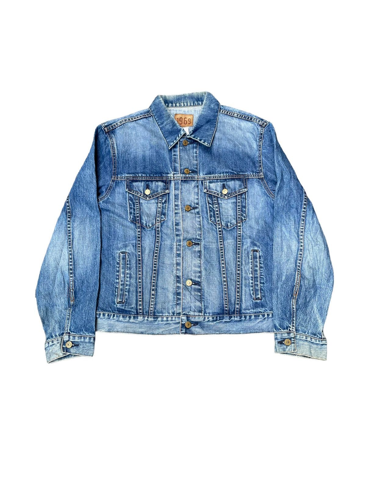 image of Archival Clothing x Denim Jacket Gap 1969 Denim Trucker Jacket in Blue, Men's (Size Large)
