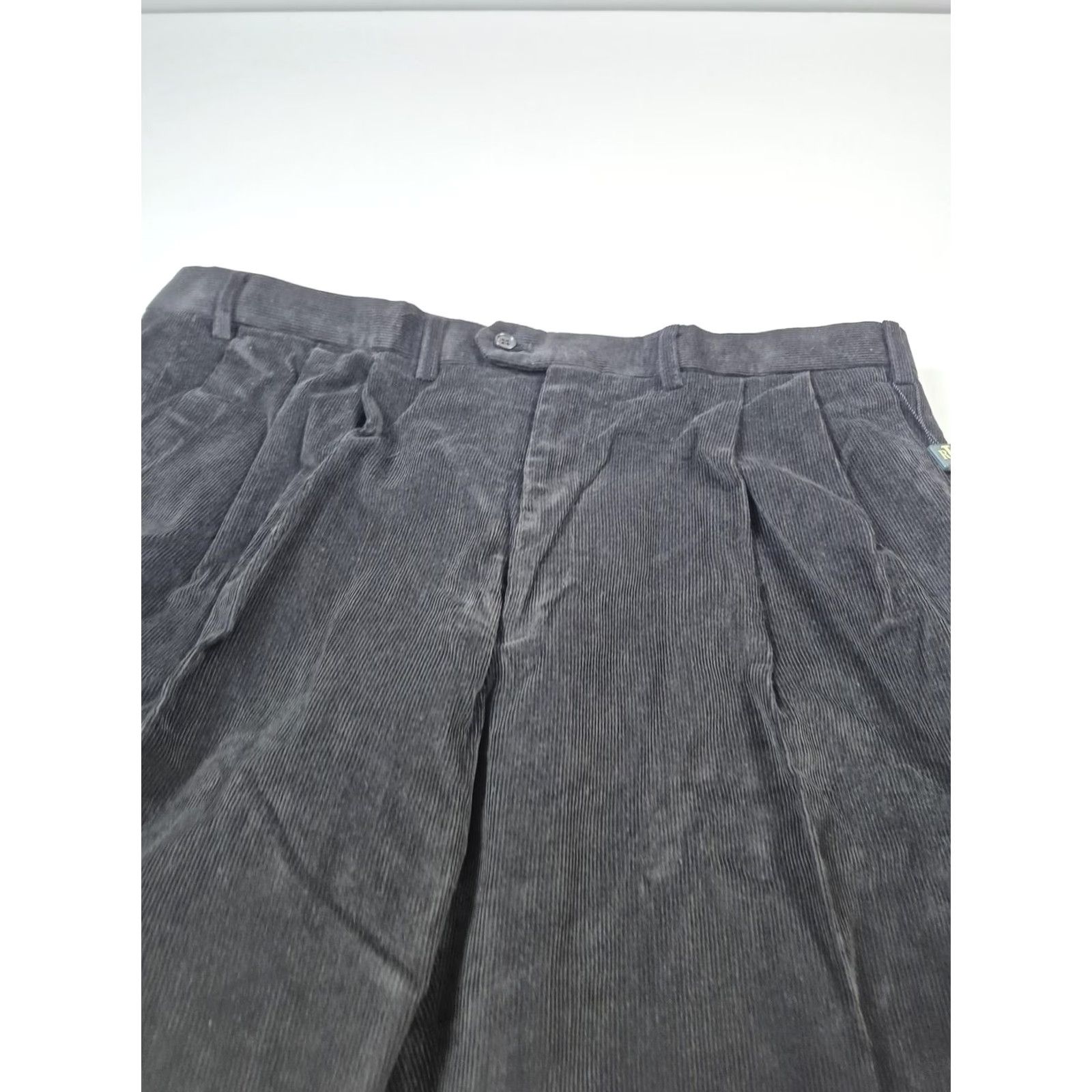 Ralph Lauren VINTAGE Lauren Ralph Lauren Pants Mens 42x36 Black Corduroy Pleated Dress Unhemmed Pants Size US 42 / EU 58 - 3 Thumbnail