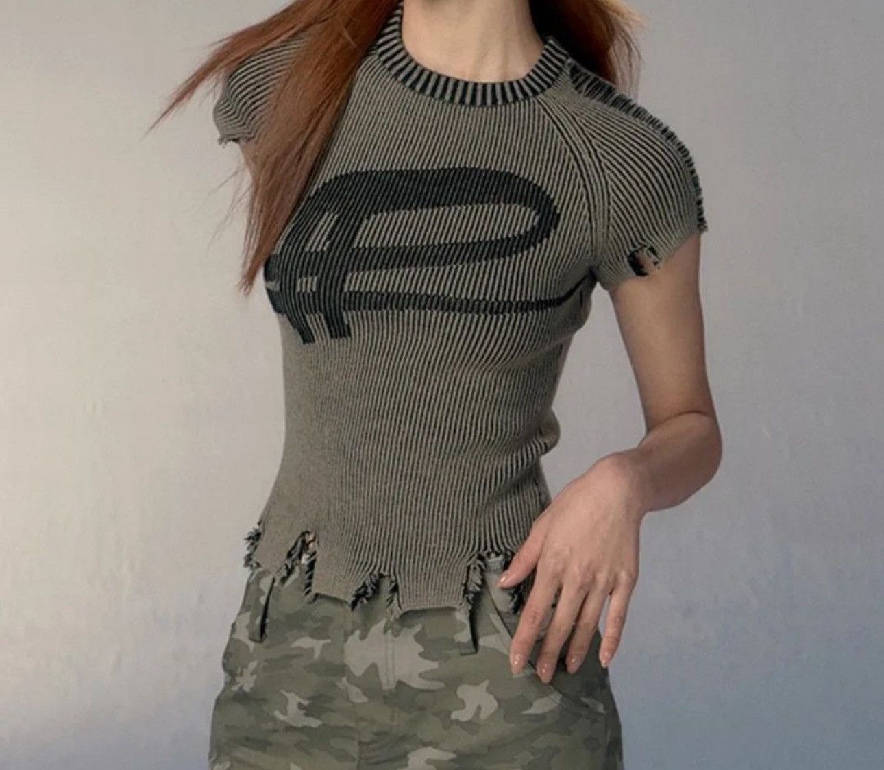 Vintage Grunge Aesthetic Knitted Top Vintage Distressed T Shirt Size M / US 6-8 / IT 42-44 - 1 Thumbnail