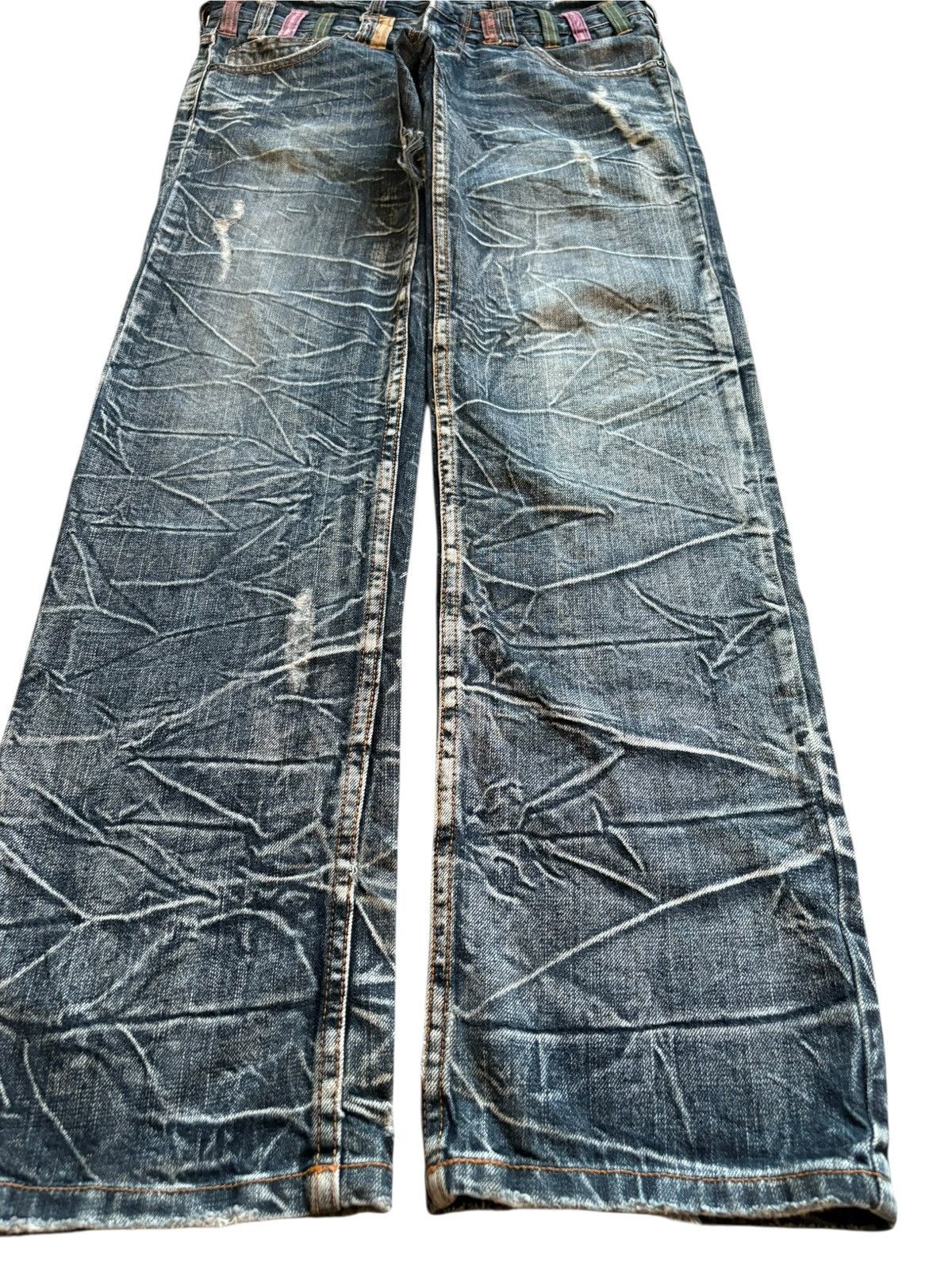 Japanese Brand × PPFM Vintage Japanese Brand Double Waist Bleached Wash Loose Jean Size US 31 - 7 Thumbnail