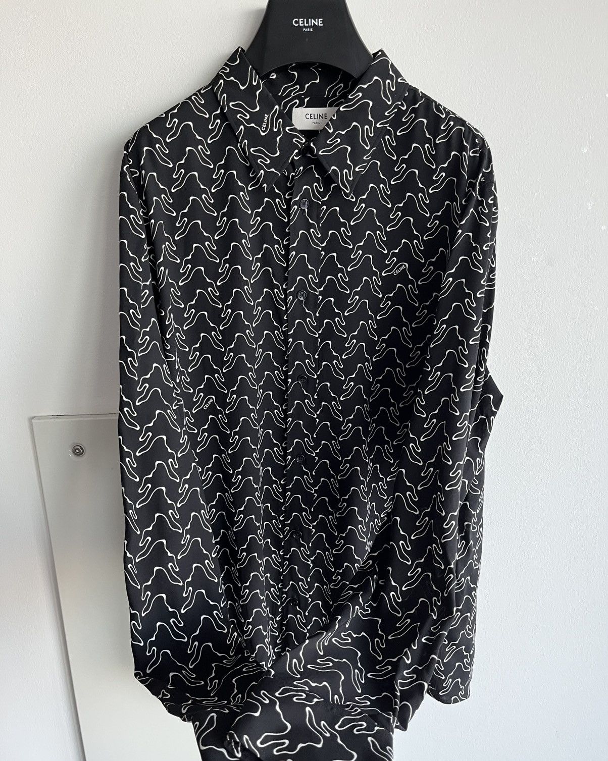 Celine × Hedi Slimane Super Runway Geometric Logo Shirt Celine Hedi Slimane Rare Size US XL / EU 56 / 4 - 7 Thumbnail