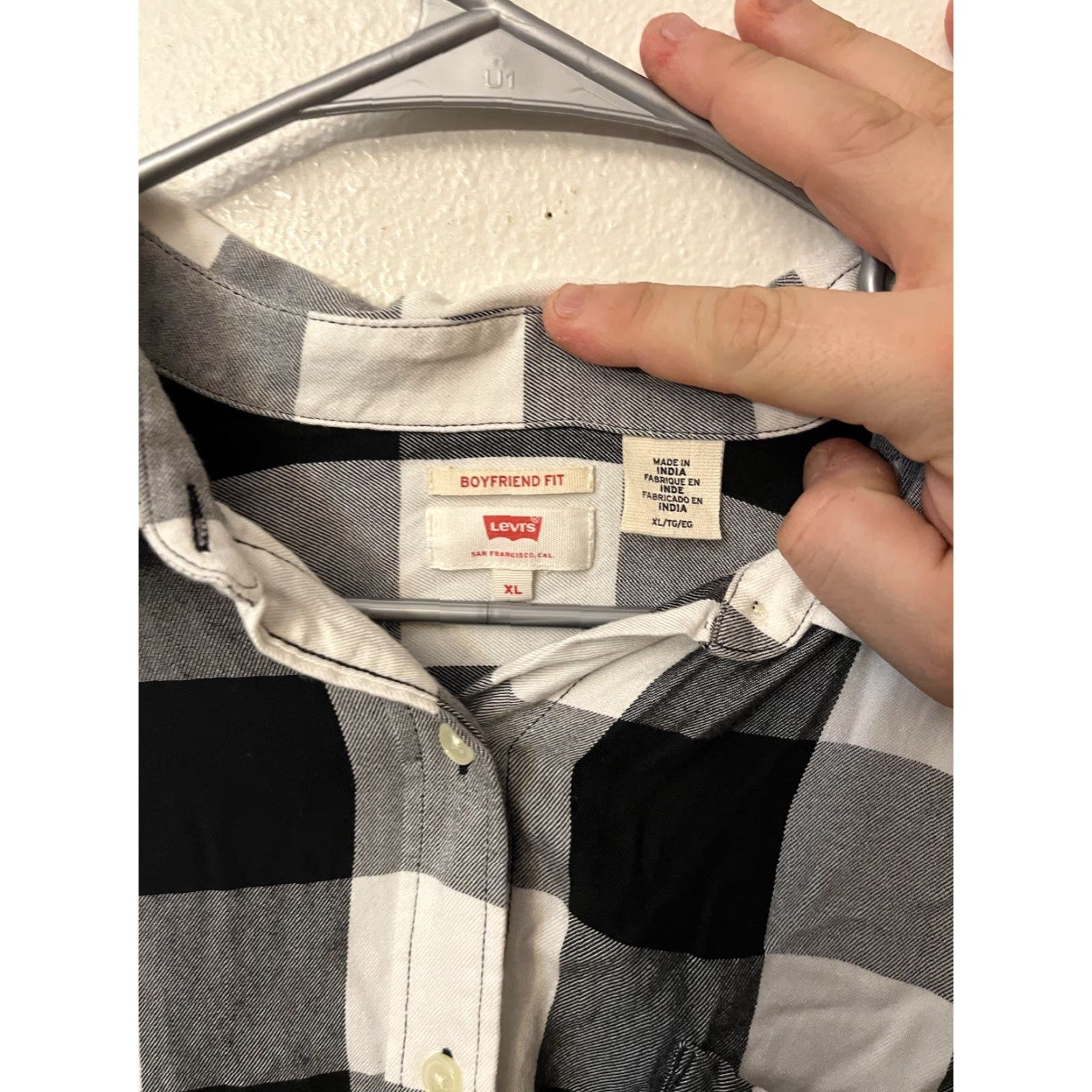 Levi's Levi's Boyfriend Fit Plaid Shirt Womens XL Button-Up Long Sleeve Black White Size XL / US 12-14 / IT 48-50 - 3 Thumbnail