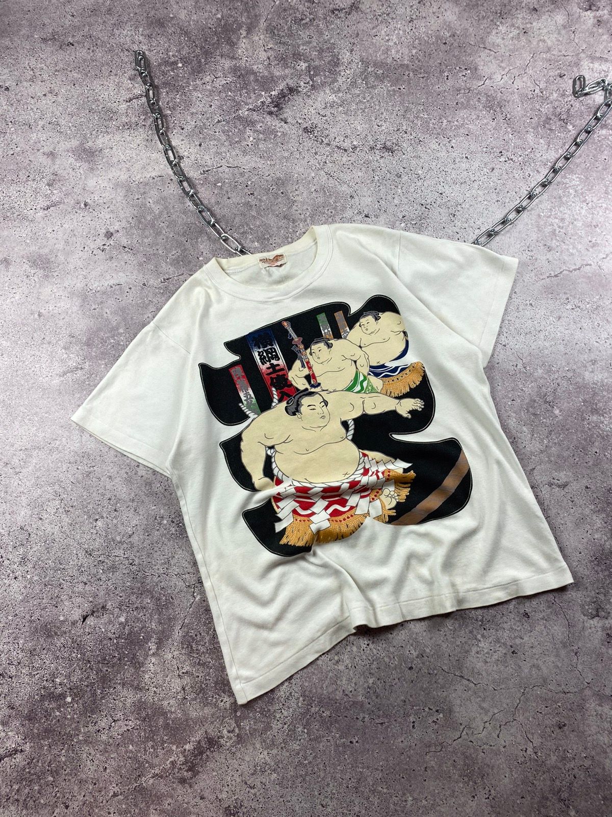 Pre-owned Vintage Crazy Japanese Style Tee Sumo In White