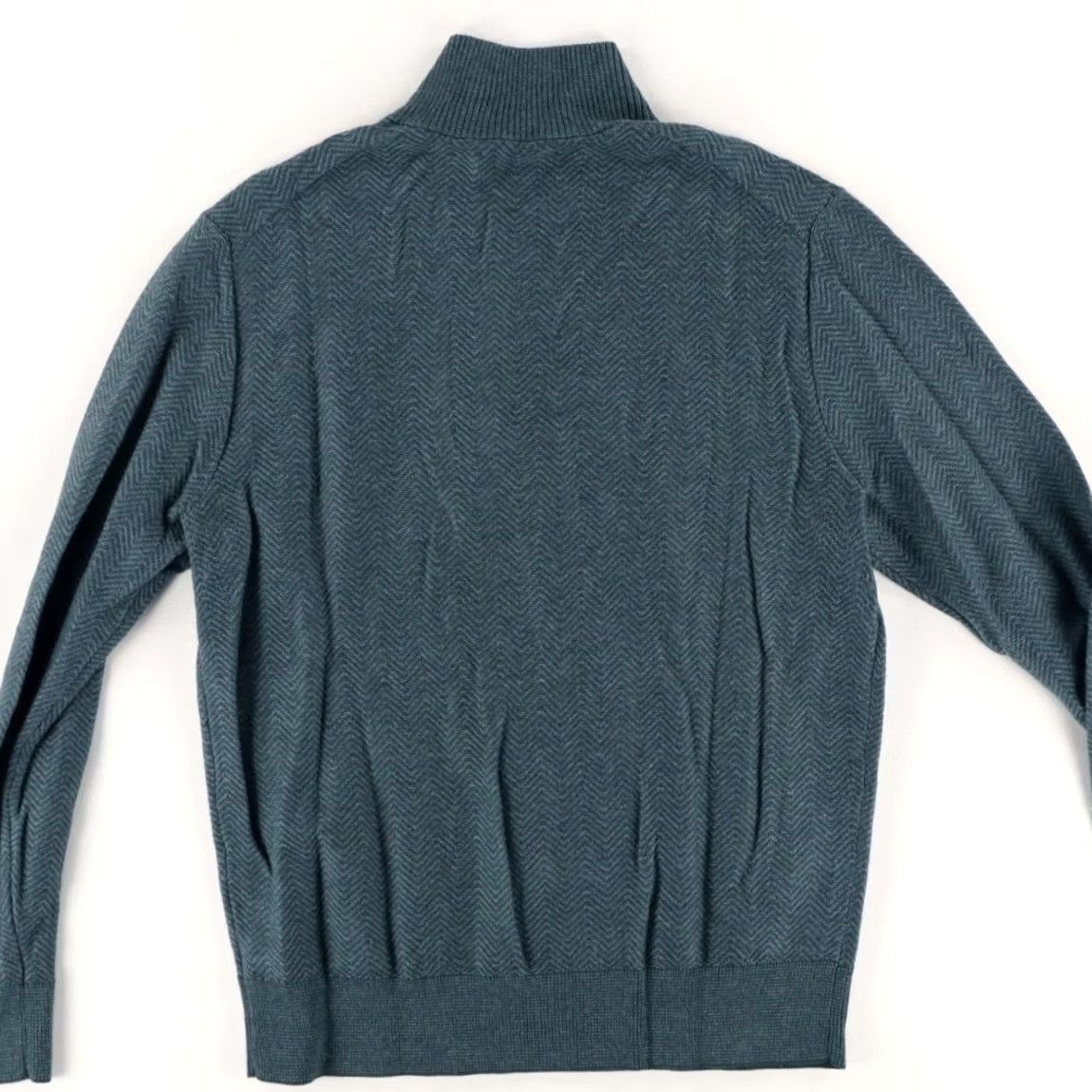 Bonobos Bonobos 1/4 Zip Knit Herringbone Solid Mock Long Sleeve Sweater Green Men's M Size US M / EU 48-50 / 2 - 4 Thumbnail