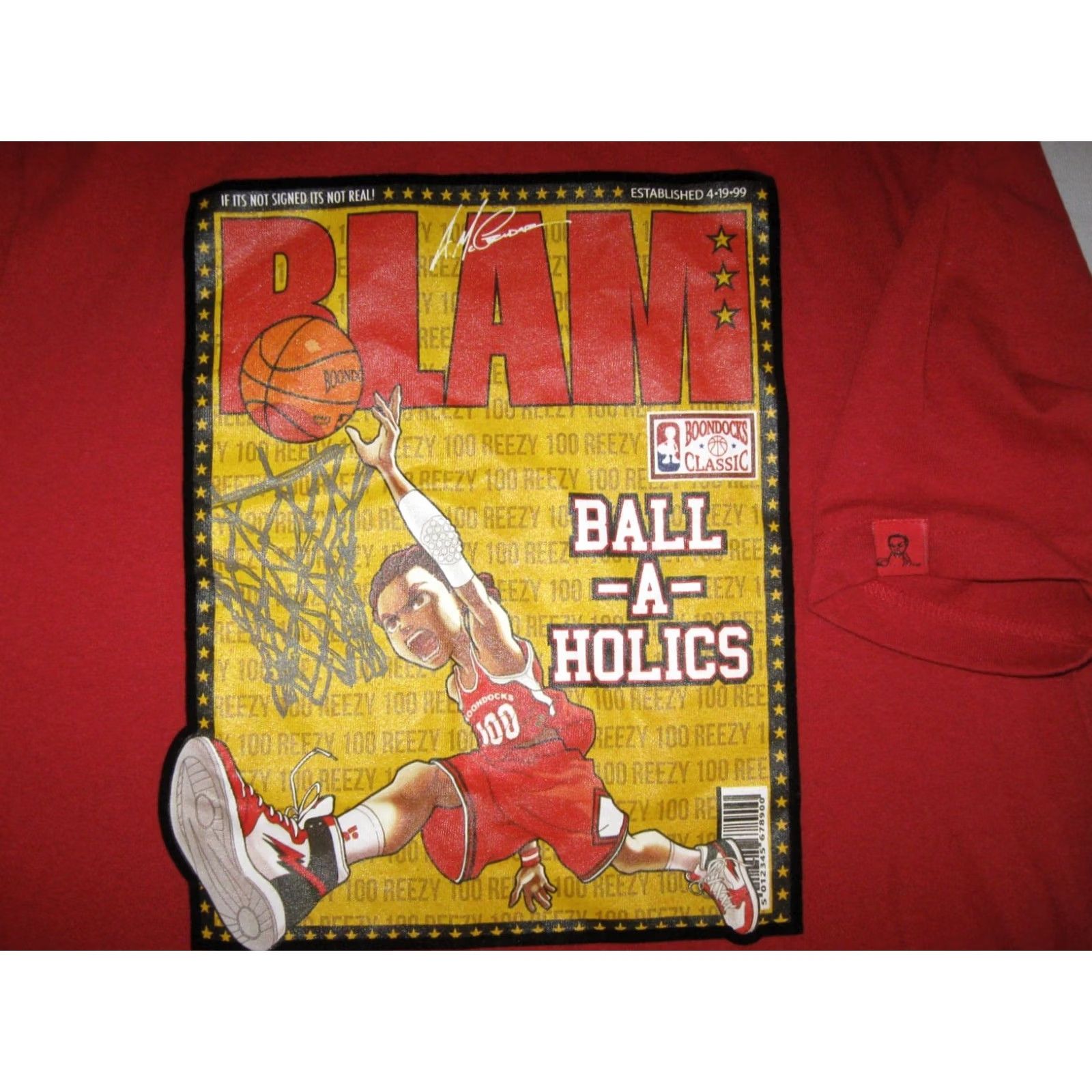 Vintage THE BOONDOCKS t Shirt Men's Large slim Animated TV BALL-A-HOLICS Blam Basketball Size US L / EU 52-54 / 3 - 4 Thumbnail