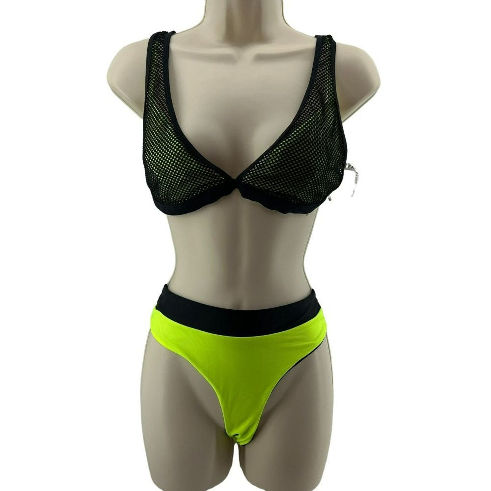 Fabletics Fabletics Neon Yellow Mesh Top Reversible Bottom Bikini Set Size M / US 6-8 / IT 42-44 - 5 Thumbnail
