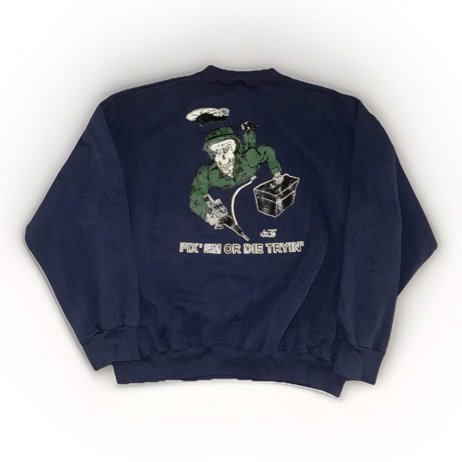 Tultex × Vintage Tultex Military Crewneck XL 24x24 Blue Made In USA Army Size US XL / EU 56 / 4 - 1 Thumbnail