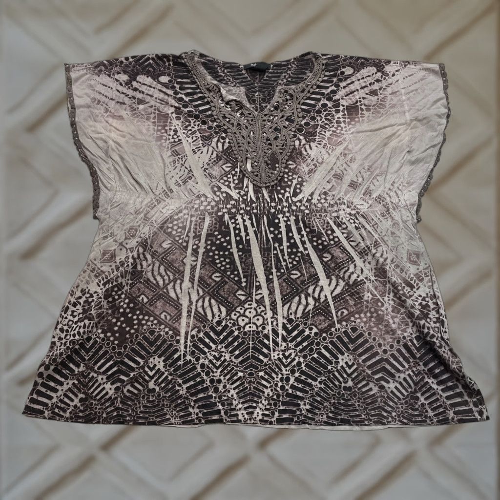 Vintage Style & Co Tank Top Shirt Womens XL Brown Sleeveless Tribal Print Light Ladies Size XL / US 12-14 / IT 48-50 - 1 Thumbnail