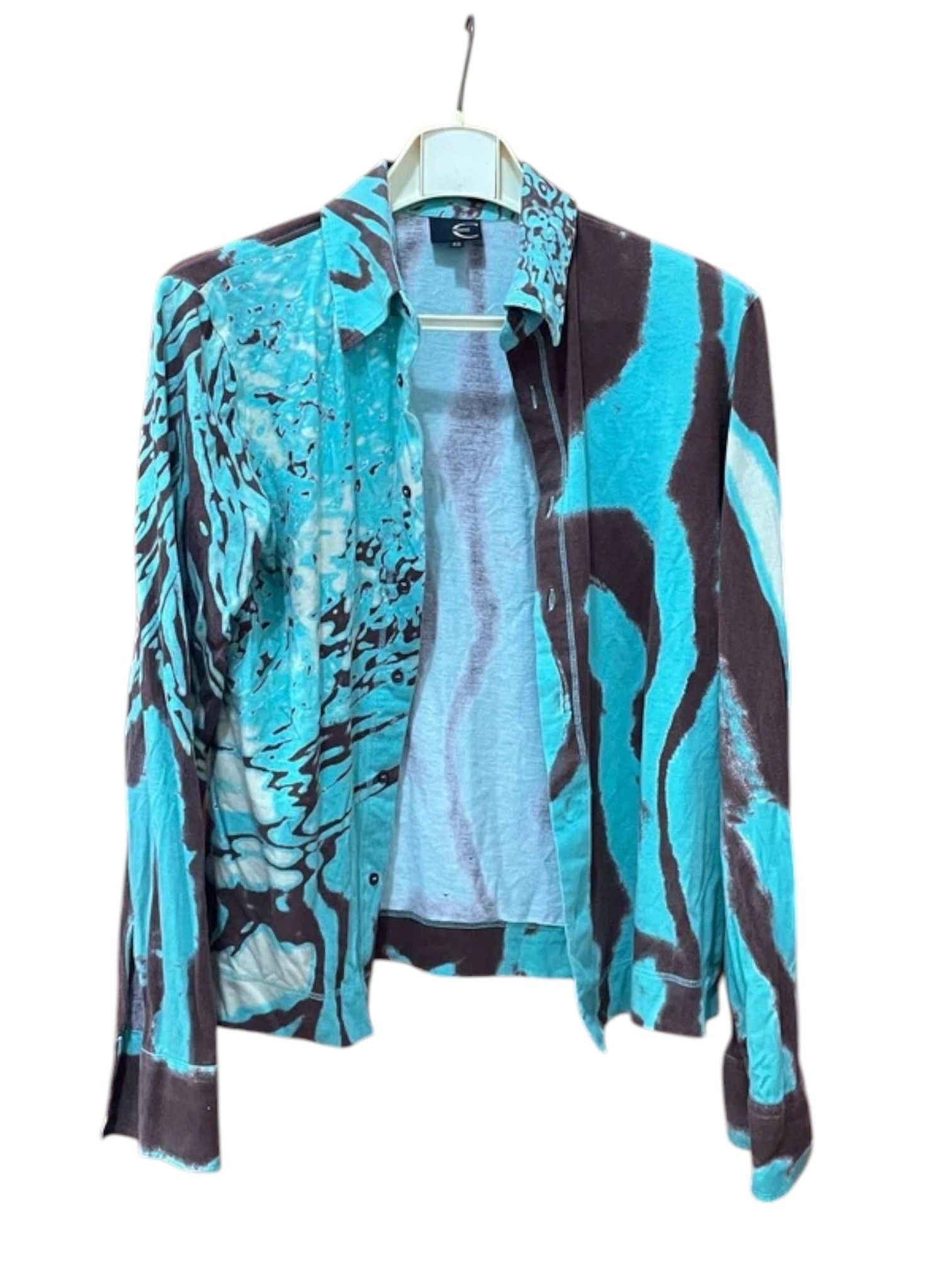Just Cavalli Just Cavalli Turquoise Abstract Print Shirt 2000s Size US L / EU 52-54 / 3 - 1 Thumbnail