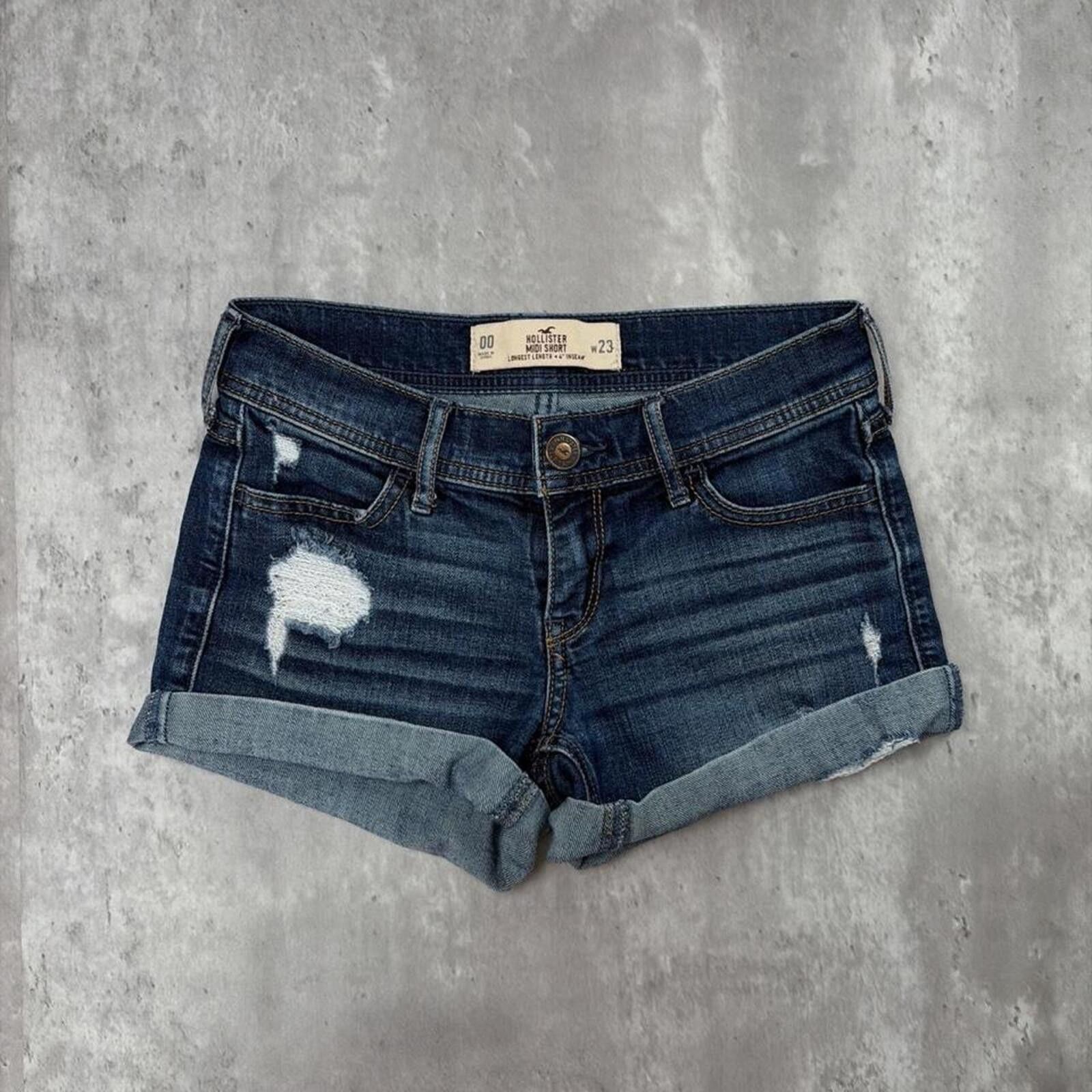 Other Y2K Dark Wash Hollister Surf Grunge Midi Denim Shorts Size 23" - 2 Thumbnail