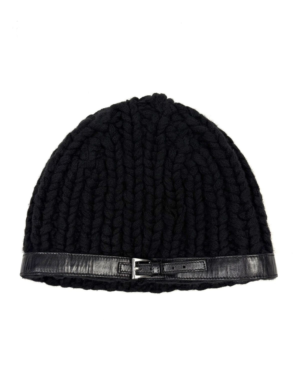 Prada Prada Archive Cashmere Knit Beanie Leather Belt Strap Hat Size ONE SIZE - 1 Thumbnail